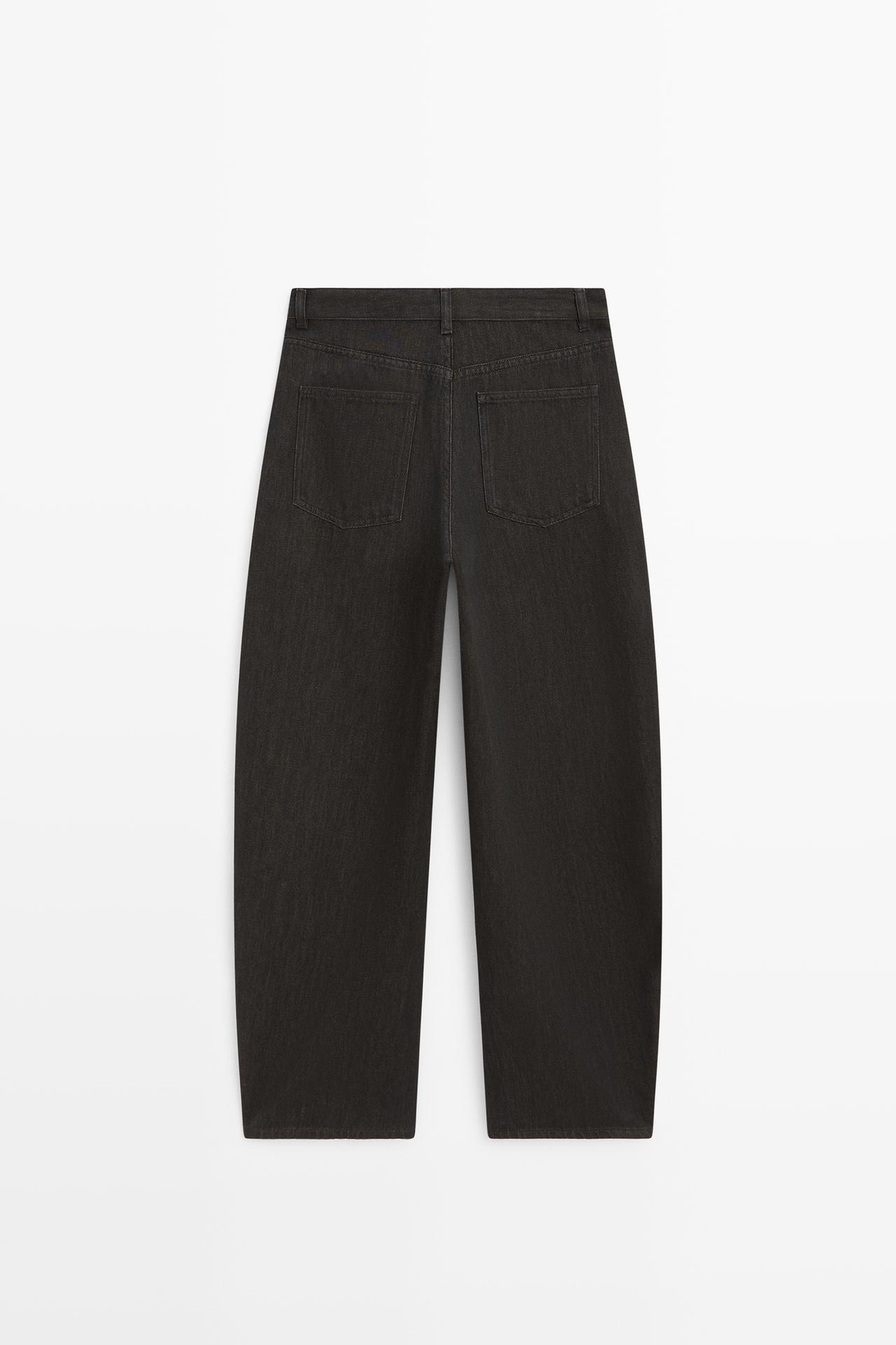 Relaxed fit barrel jeans — BROWN