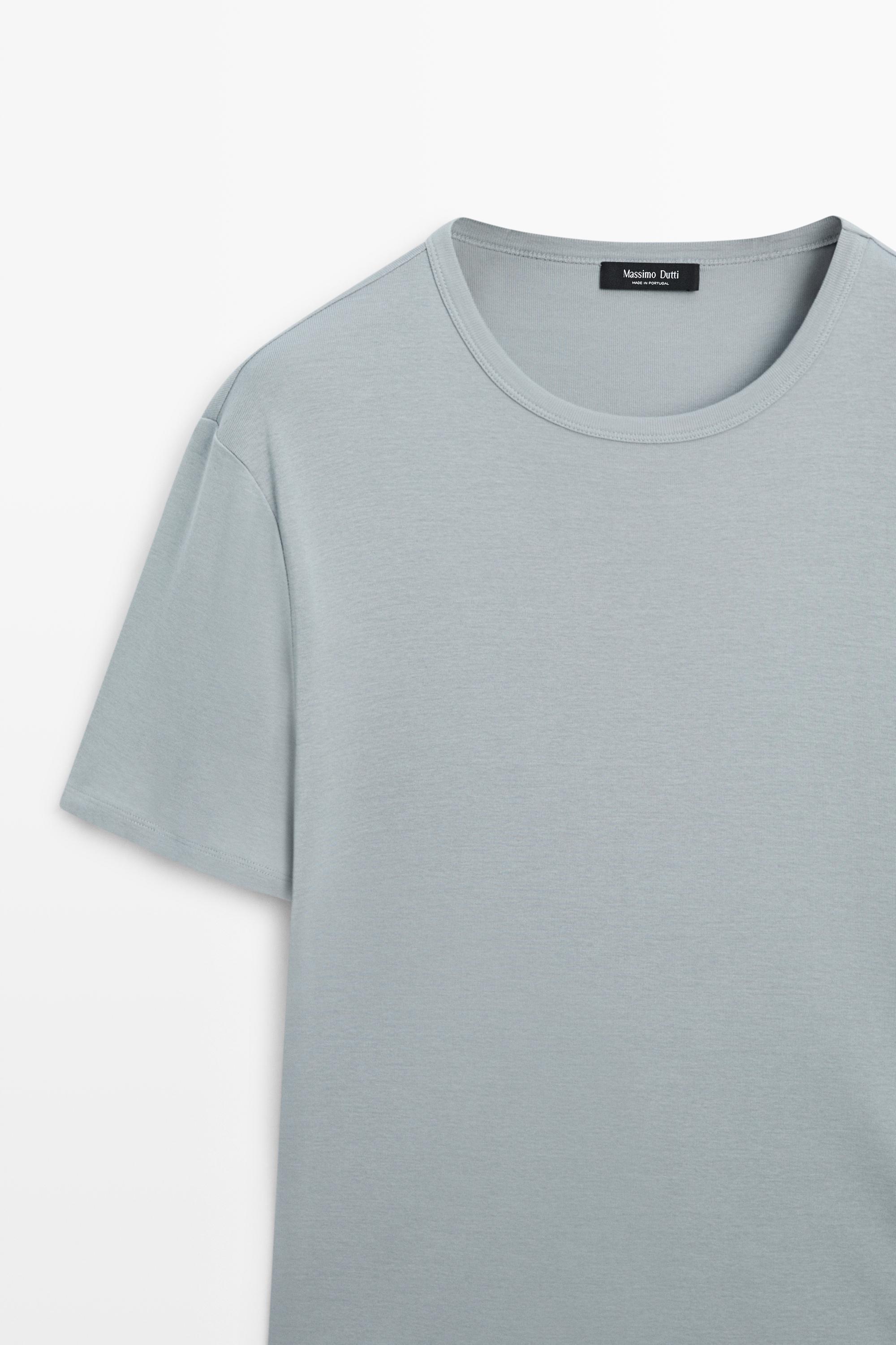 100% cotton short-sleeve T-shirt — GREY BLUE