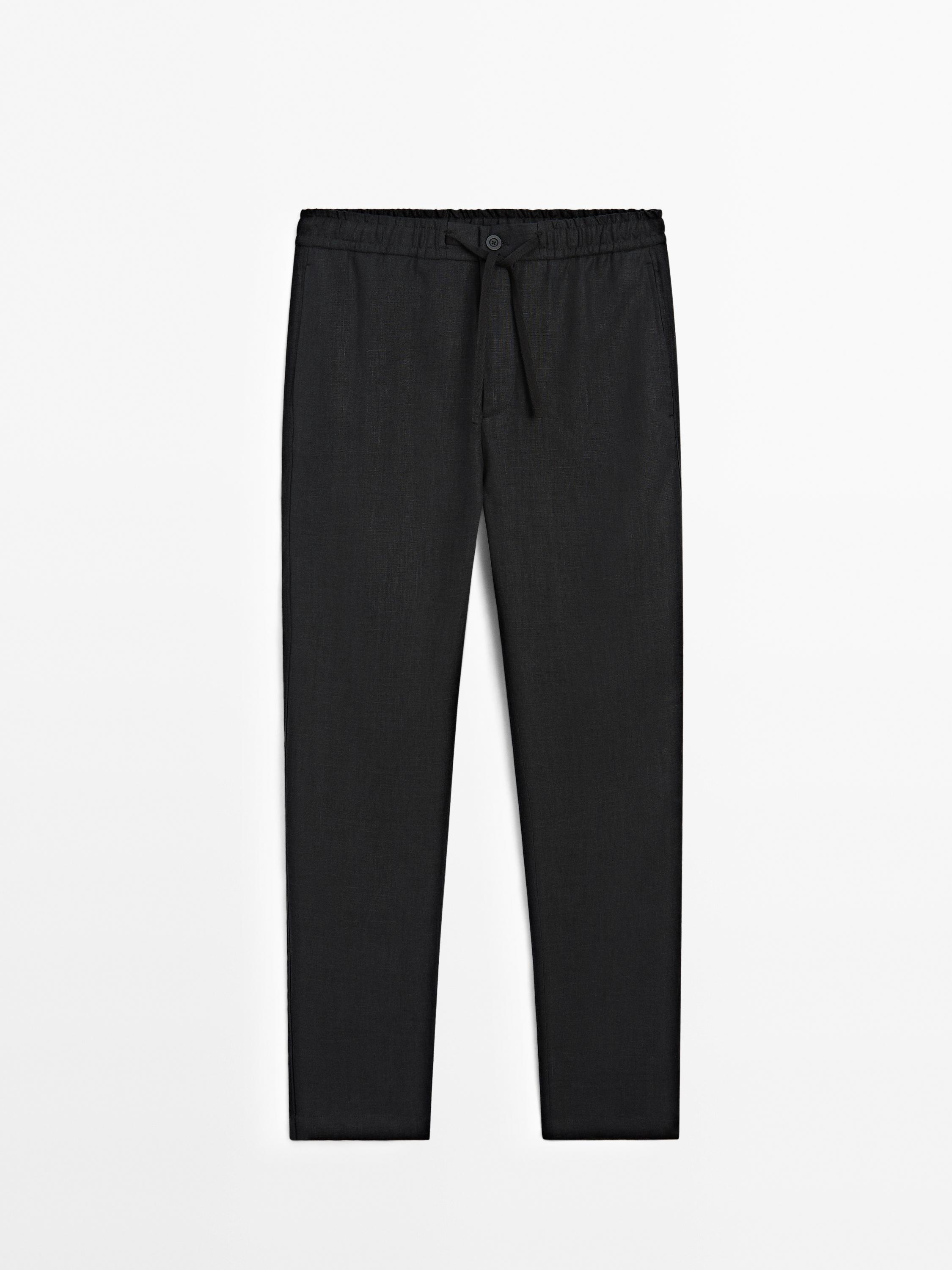 100% linen jogger fit trousers
