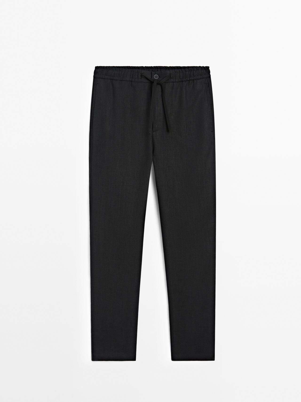 Massimo Dutti - Herre - Jogger Fit Bukser I 100 % Hør - Mørkeblå - M