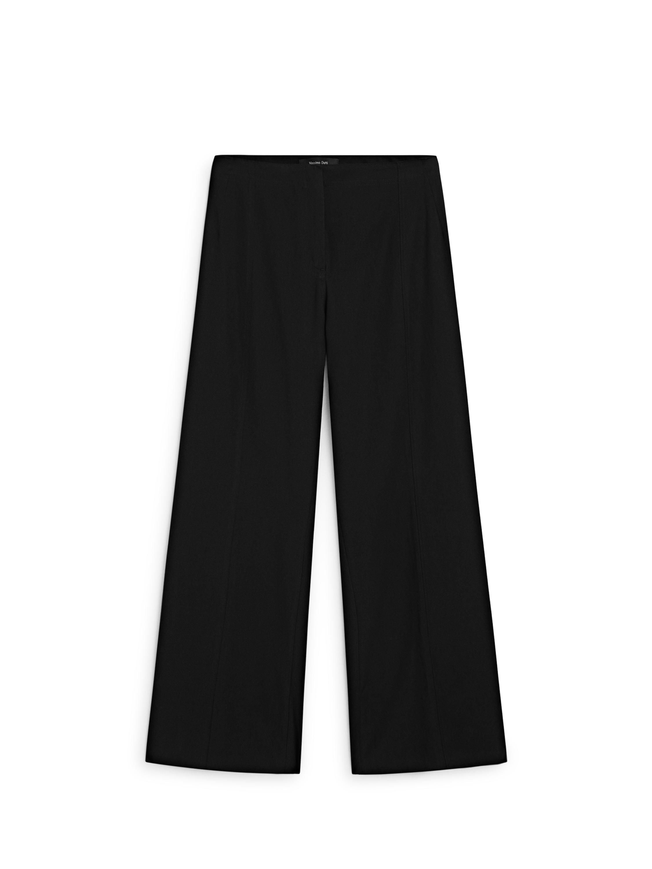 Cotton blend flared pants — BLACK