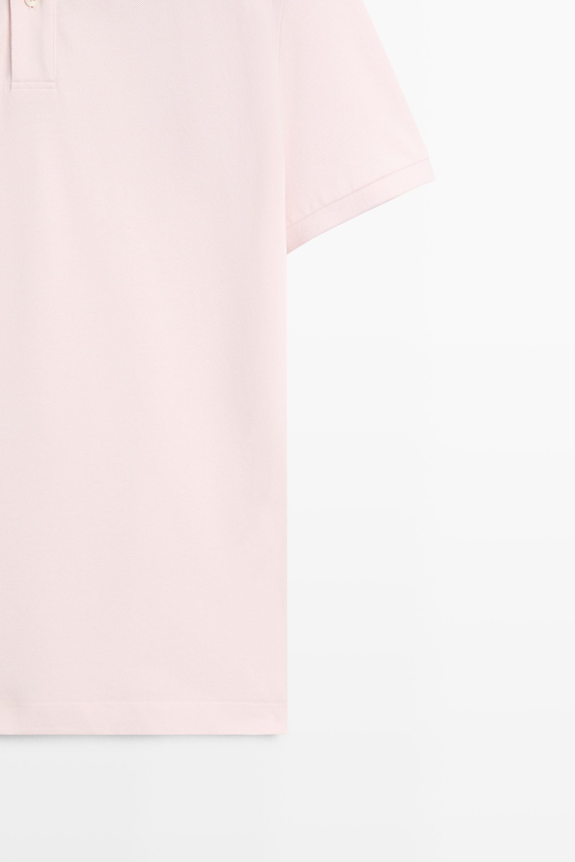 Micro-textured cotton piqué polo shirt — ROSE PINK