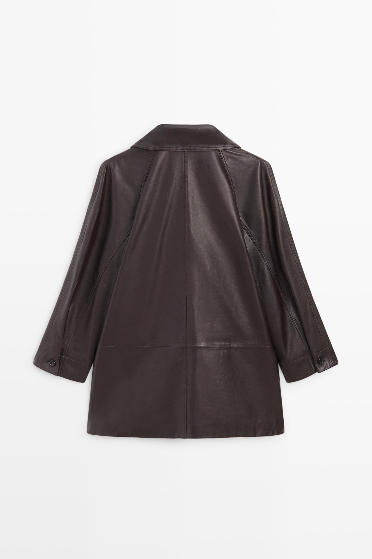 Nappa leather jacket with pocket detail — BROWN