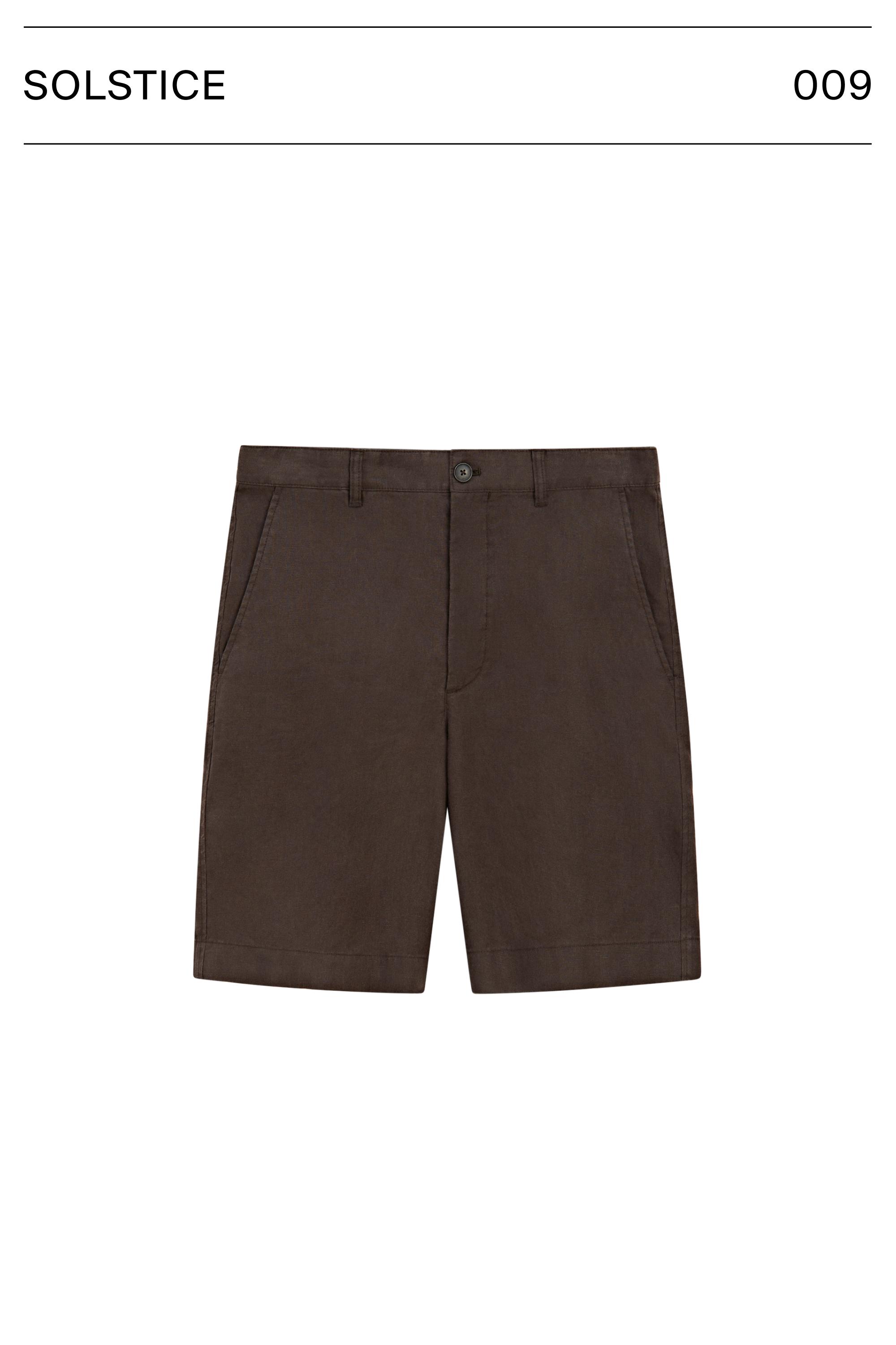 100% linen total look Bermuda shorts — BROWN