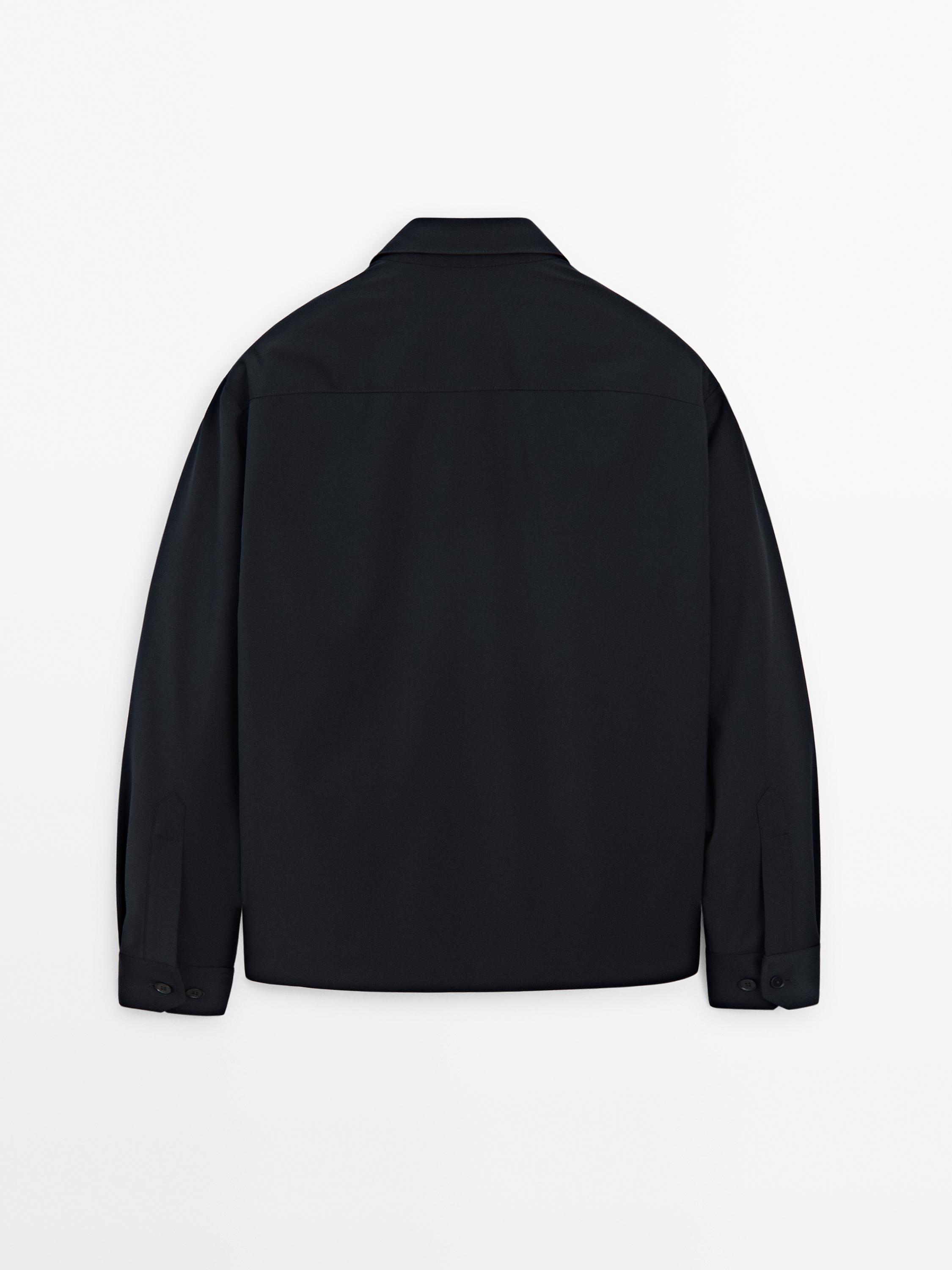 Wool blend overshirt with pocket