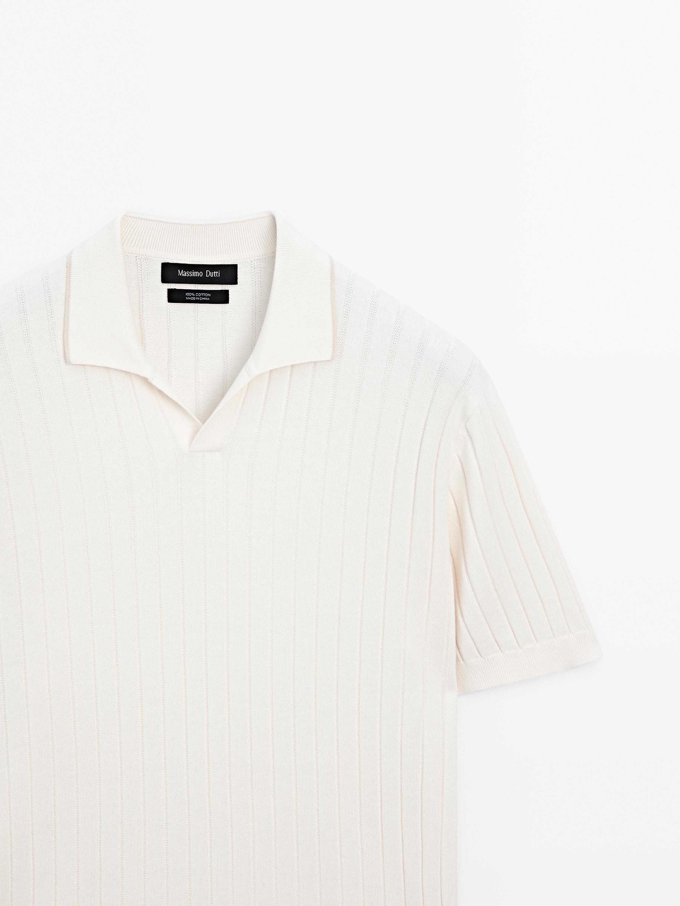 Ribbed knit polo shirt