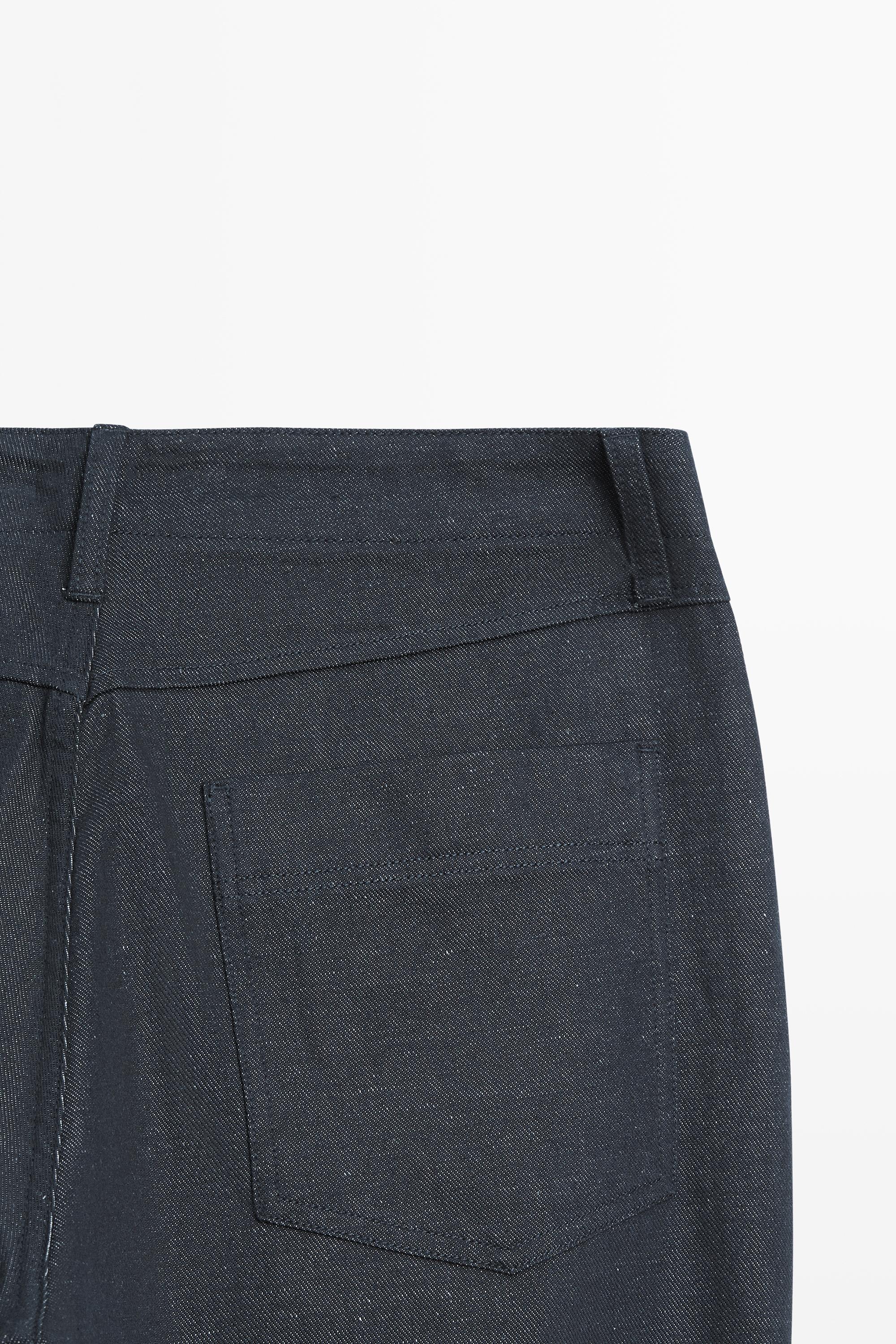 Cotton and linen tapered fit jeans — NAVY BLUE
