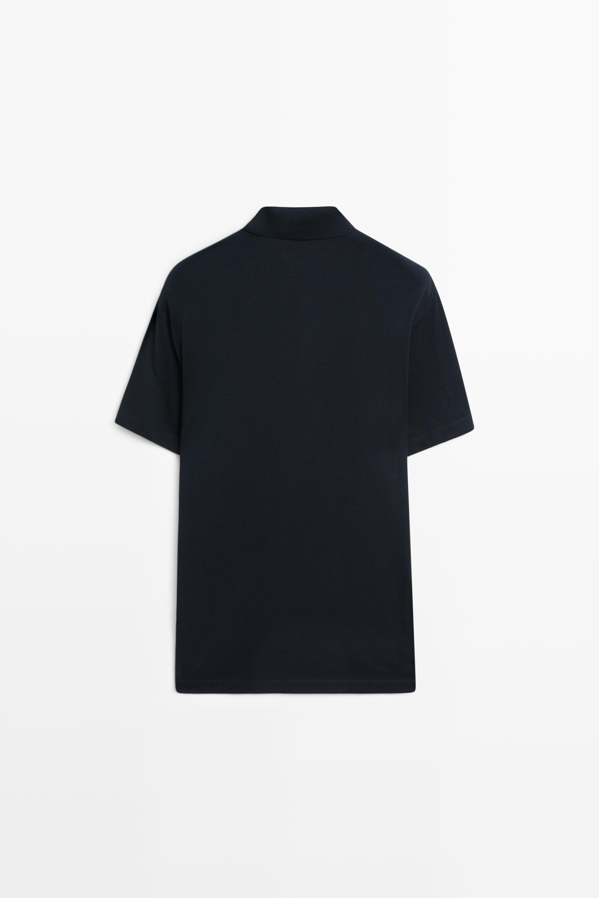 100% cotton structured polo shirt — NAVY BLUE