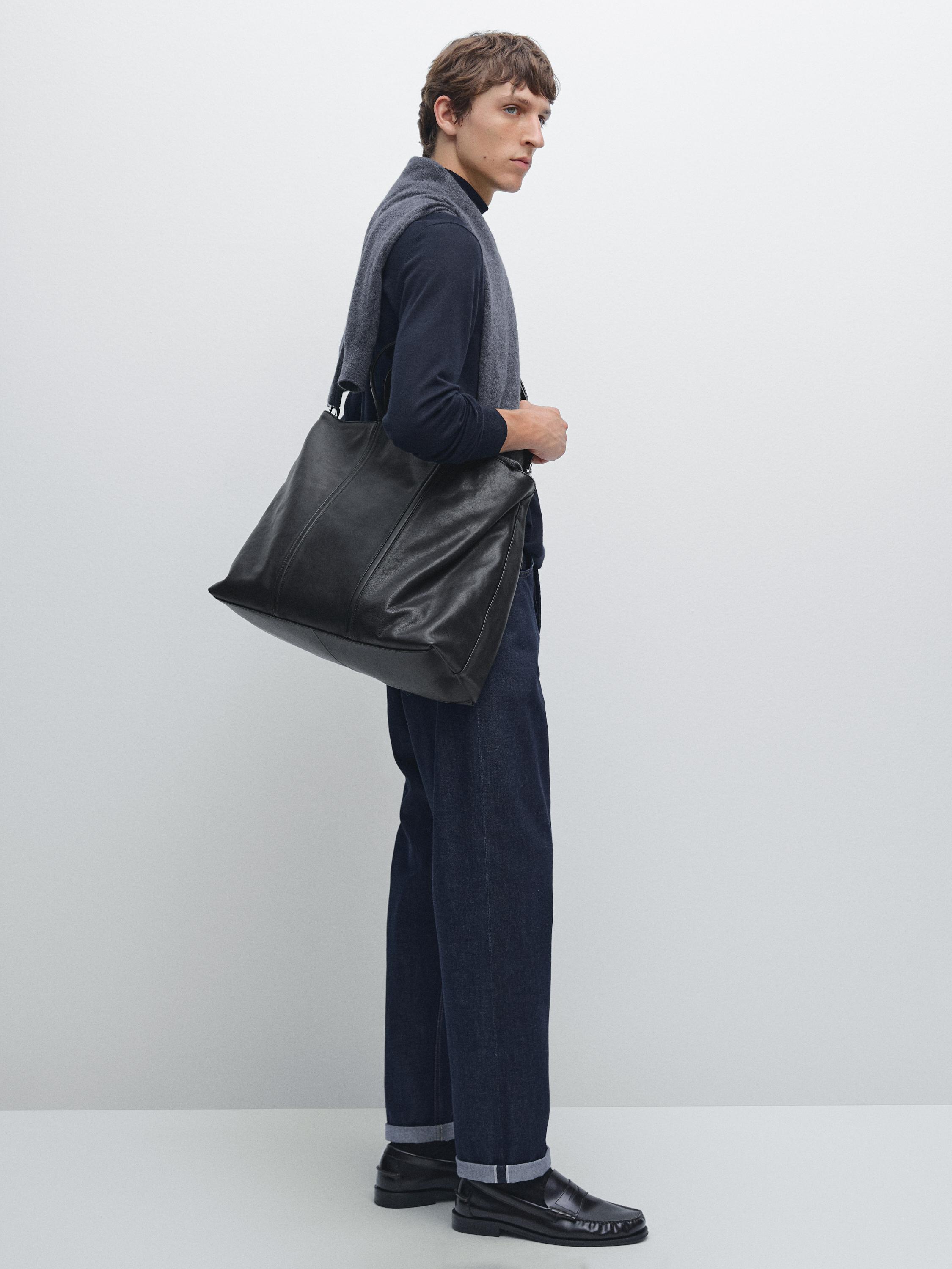 Nappa leather tote bag with zip