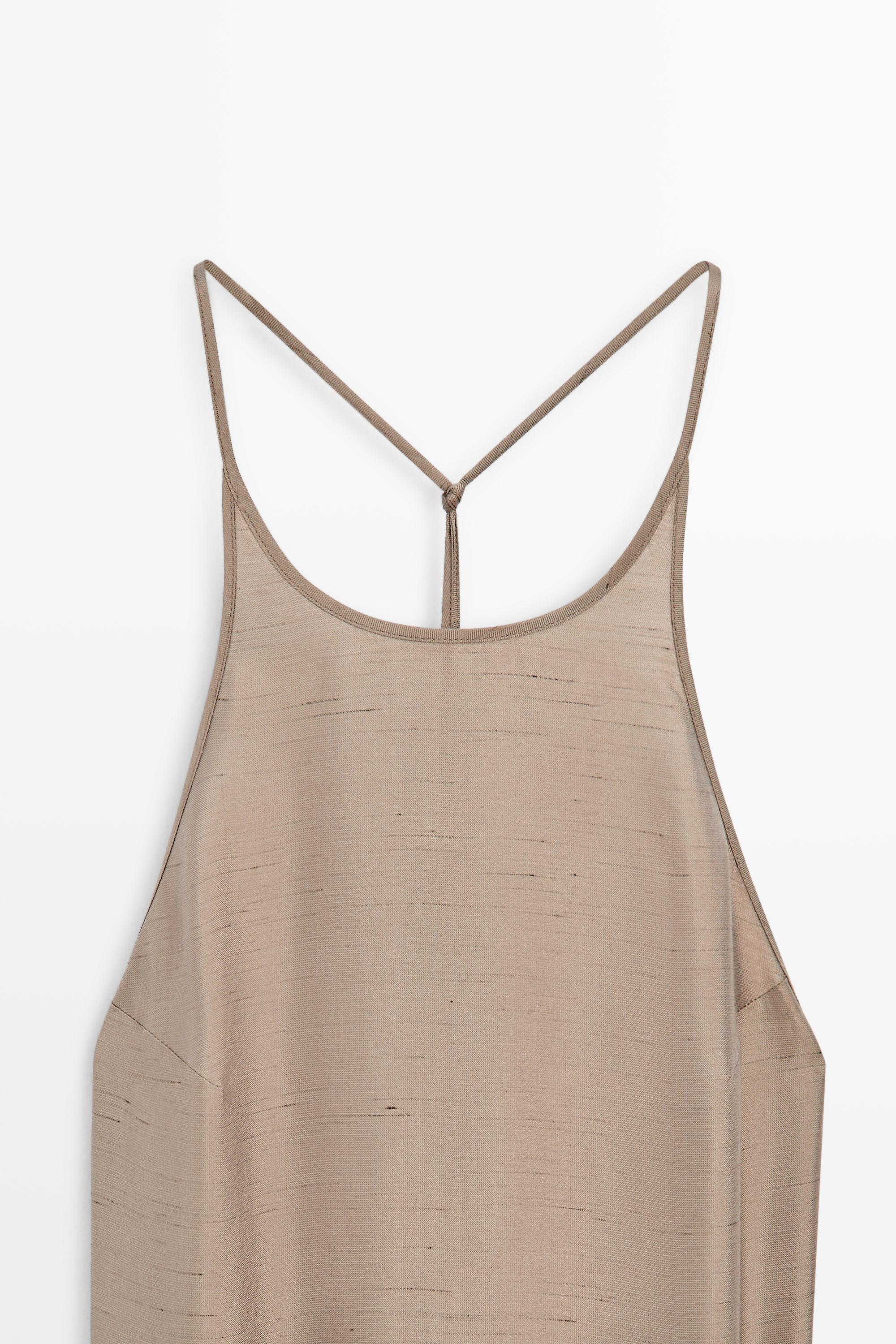 Satin halter flowing dress - STUDIO — BROWN