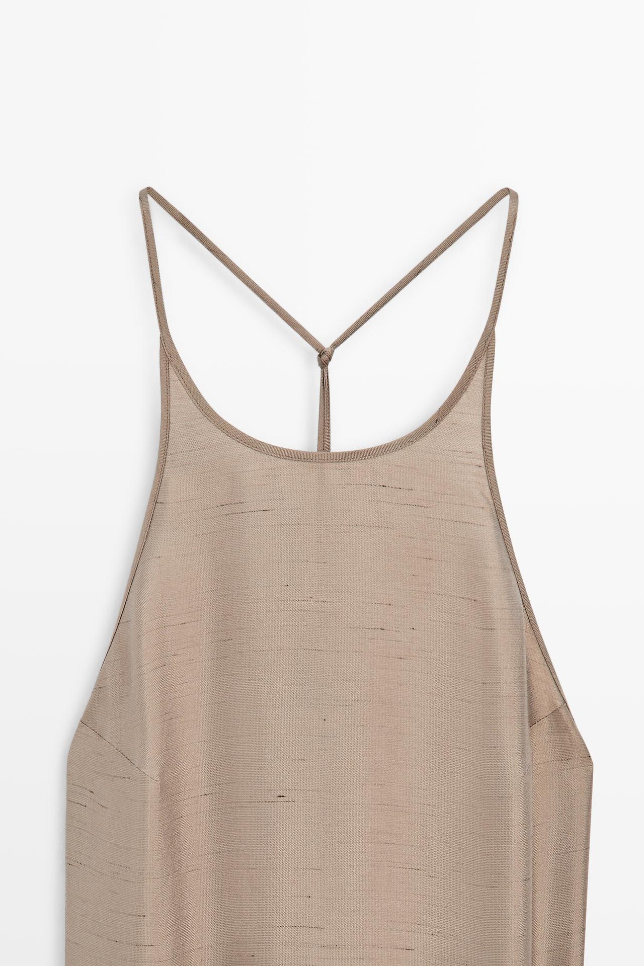 Satin halter flowing dress - STUDIO — BROWN
