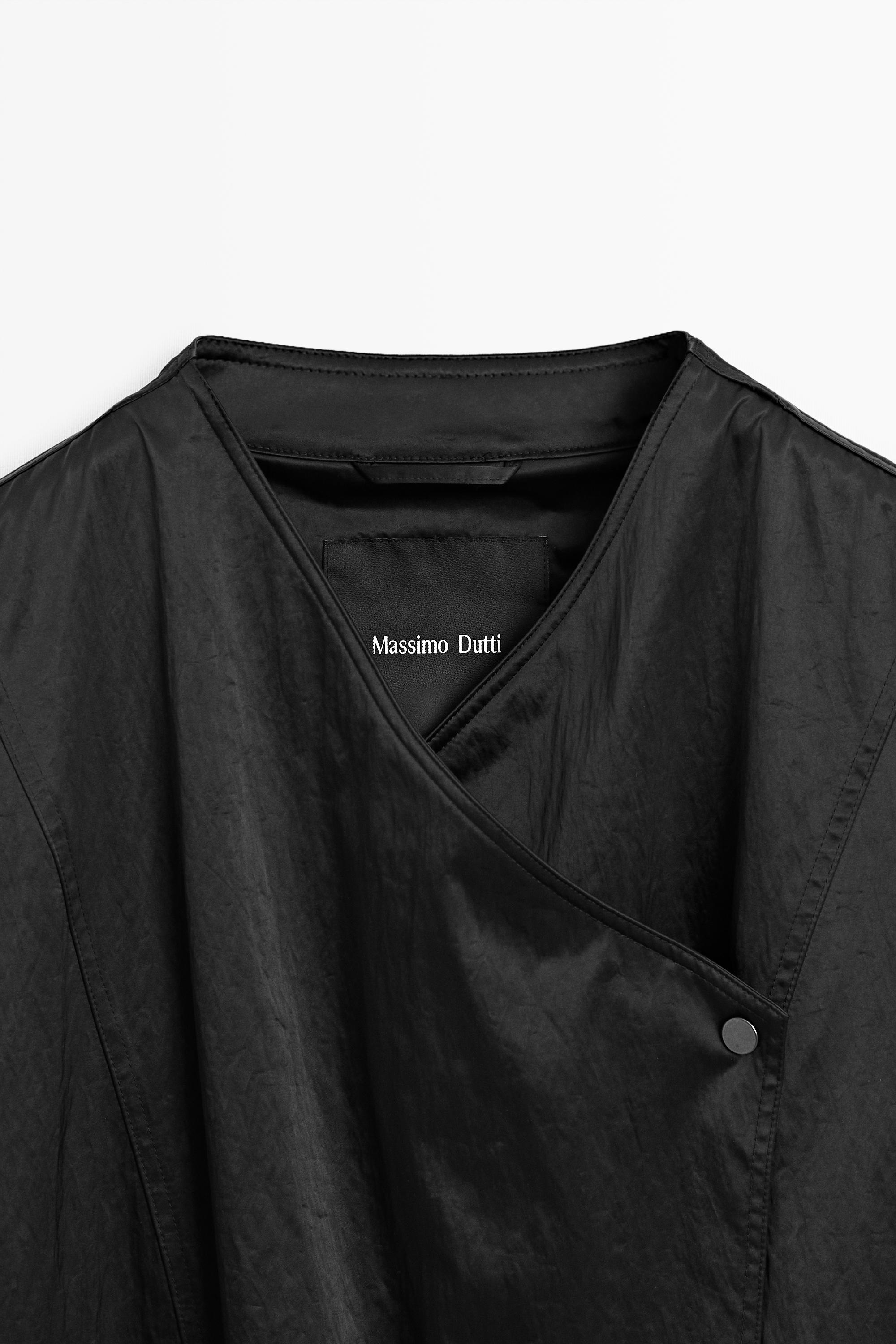 Double-breasted tie-waist jacket — BLACK