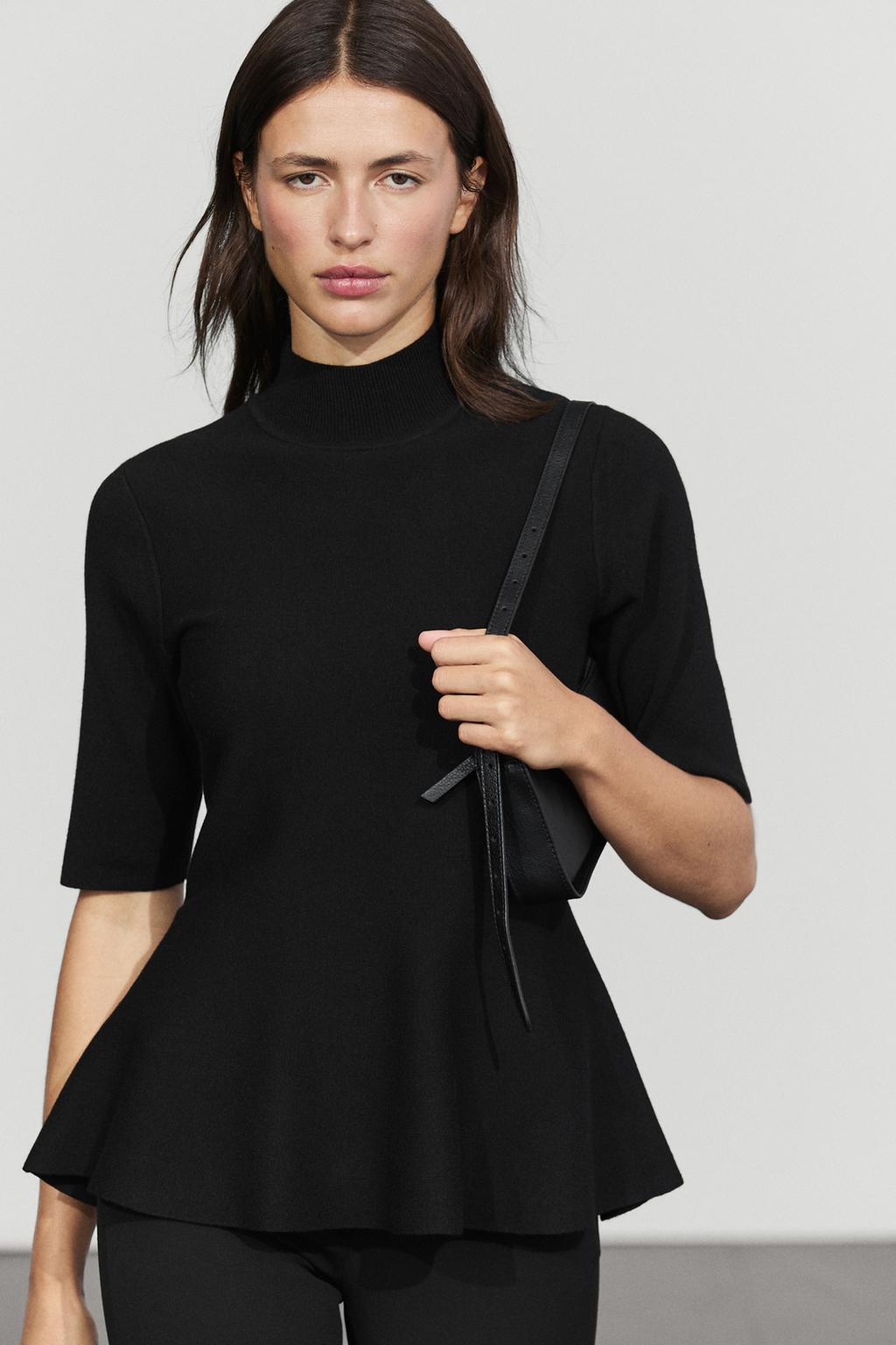 Peplum detail knit top