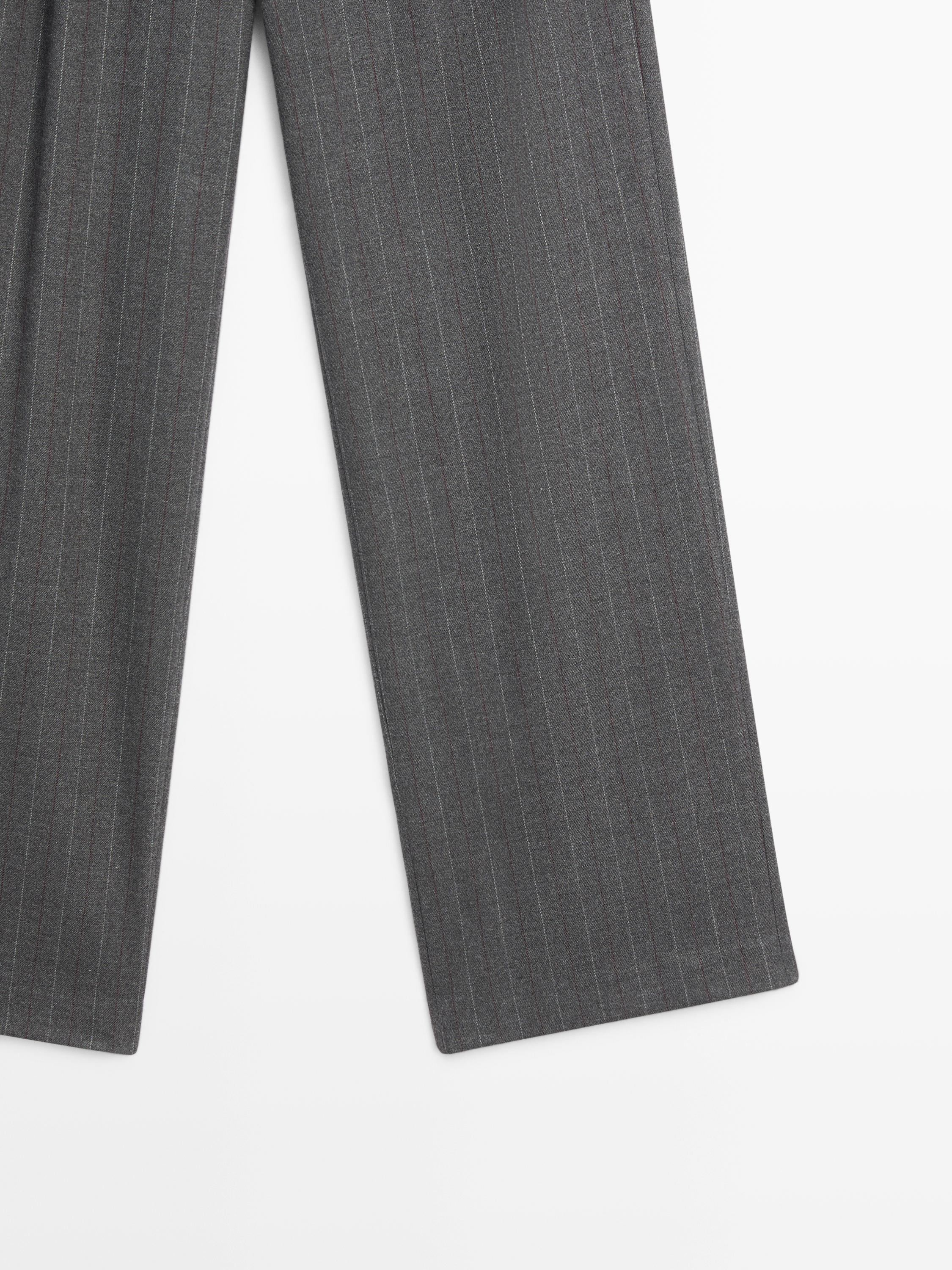 Darted pinstripe trousers — CHARCOAL