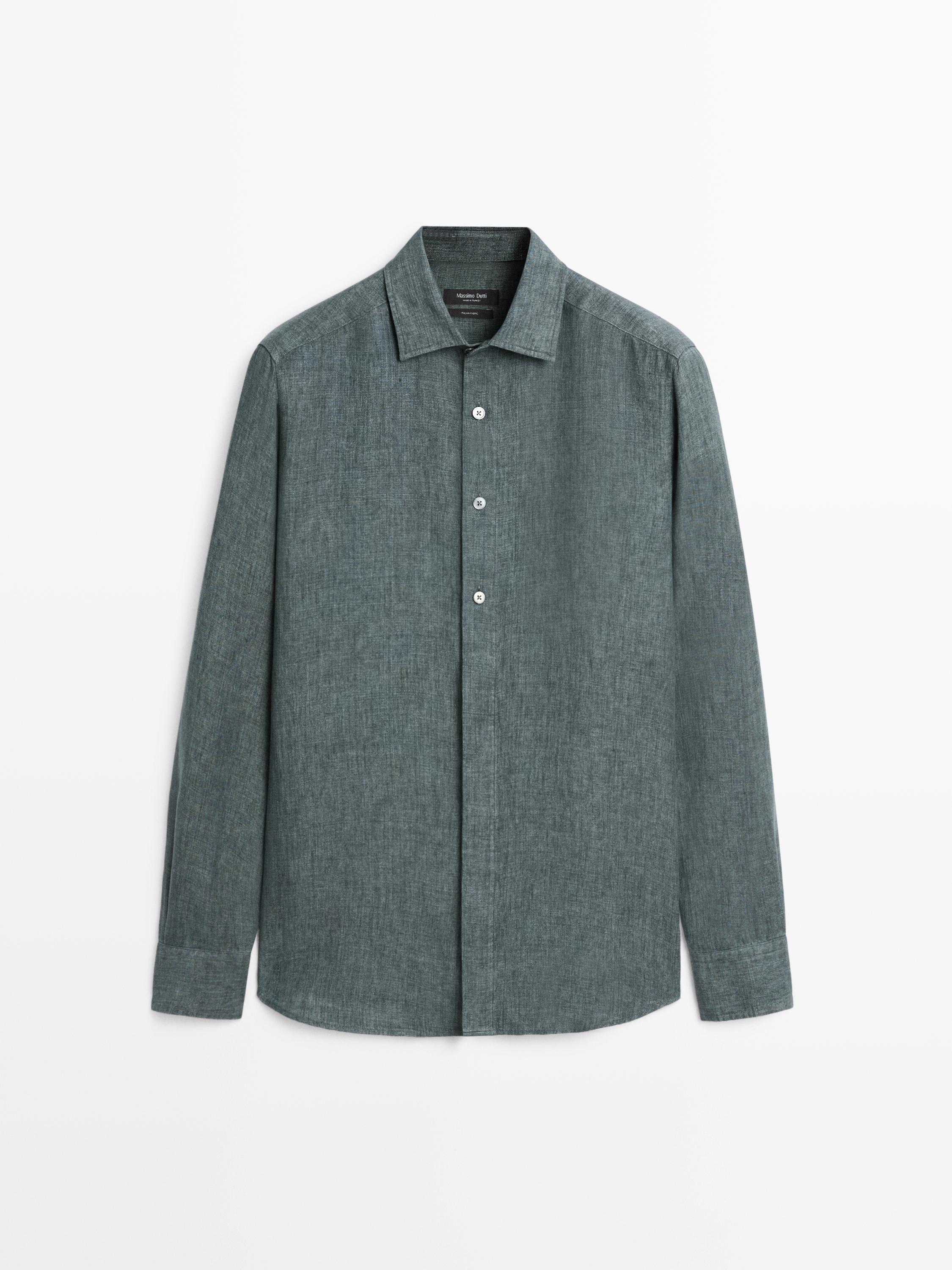 Linen shirt with placket detail