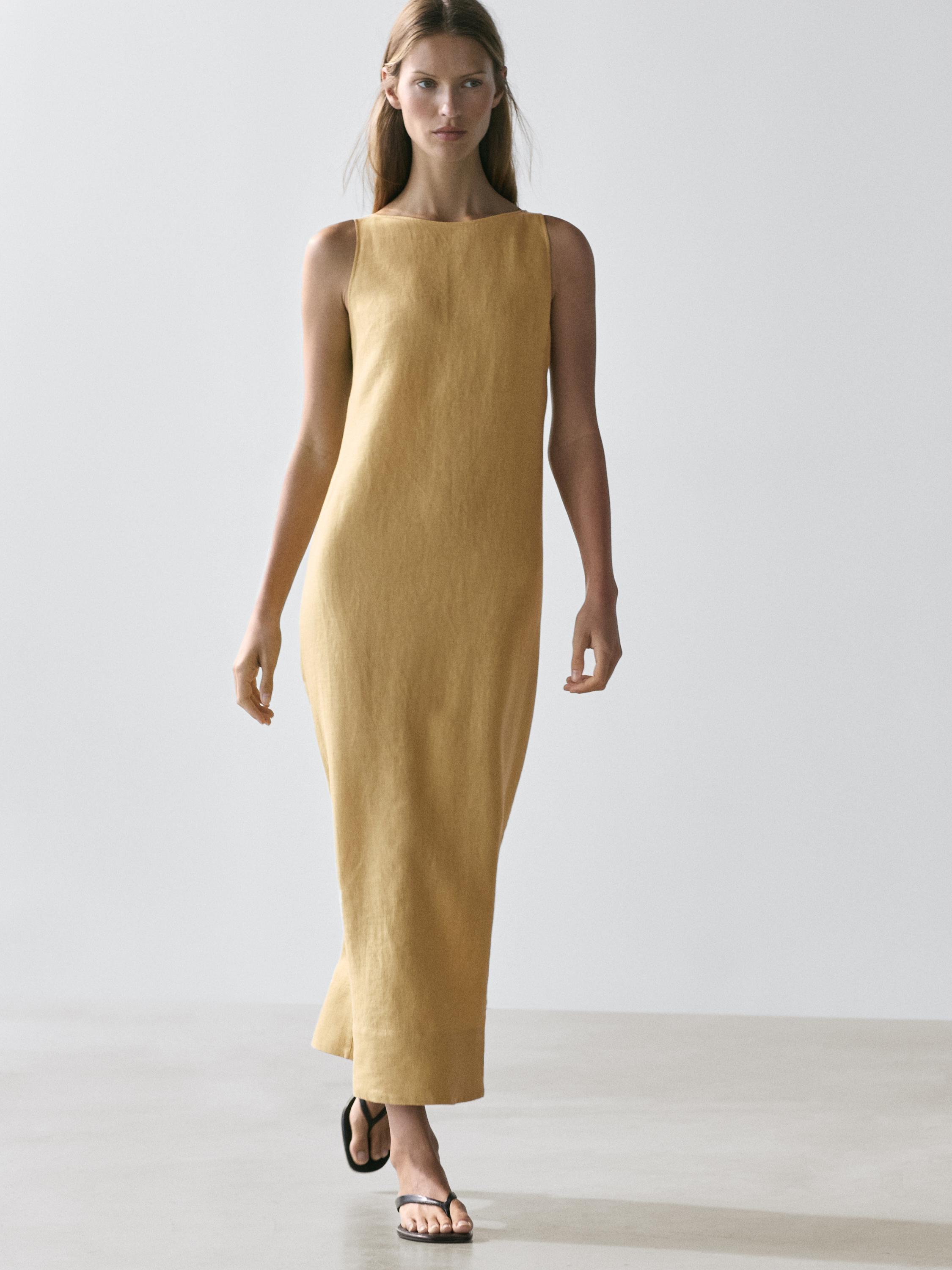Linen halter midi dress