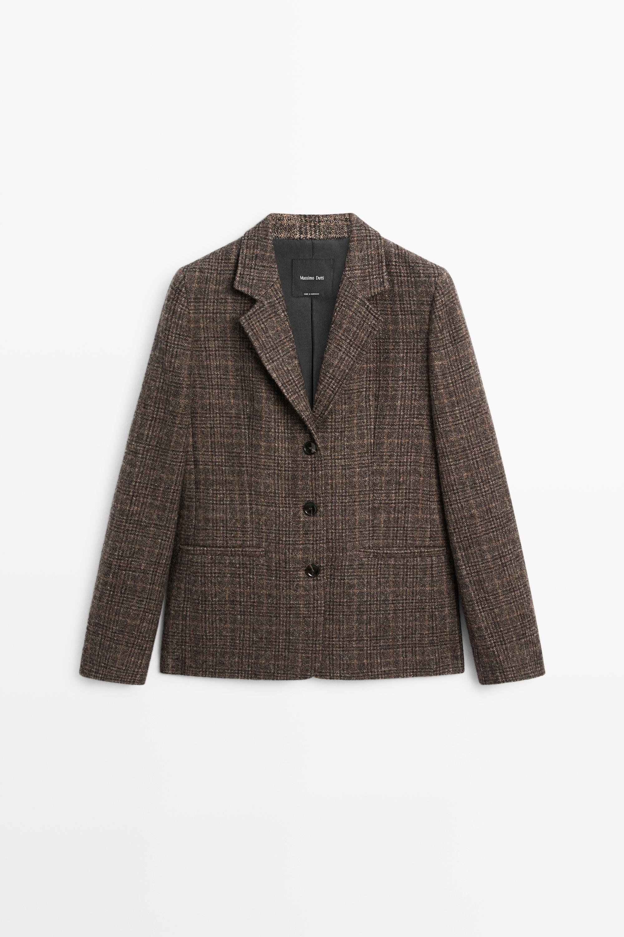 100% wool check blazer