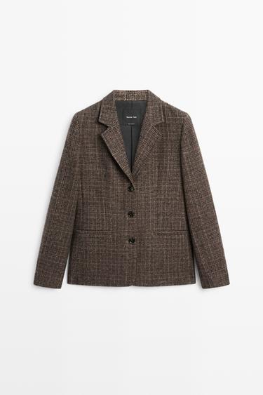 100% wool check blazer — BROWN 2