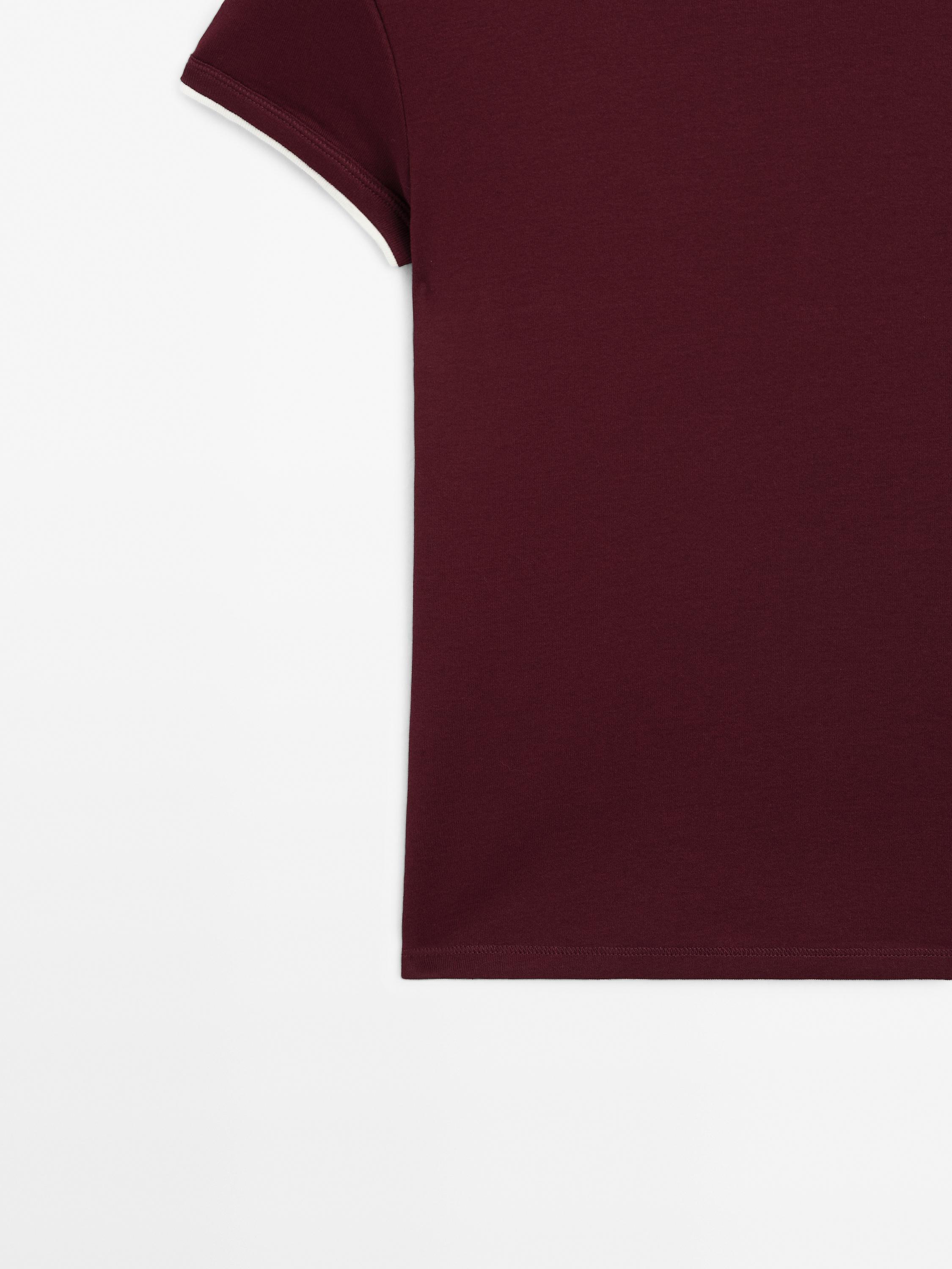 100% cotton contrast ribbed T-shirt