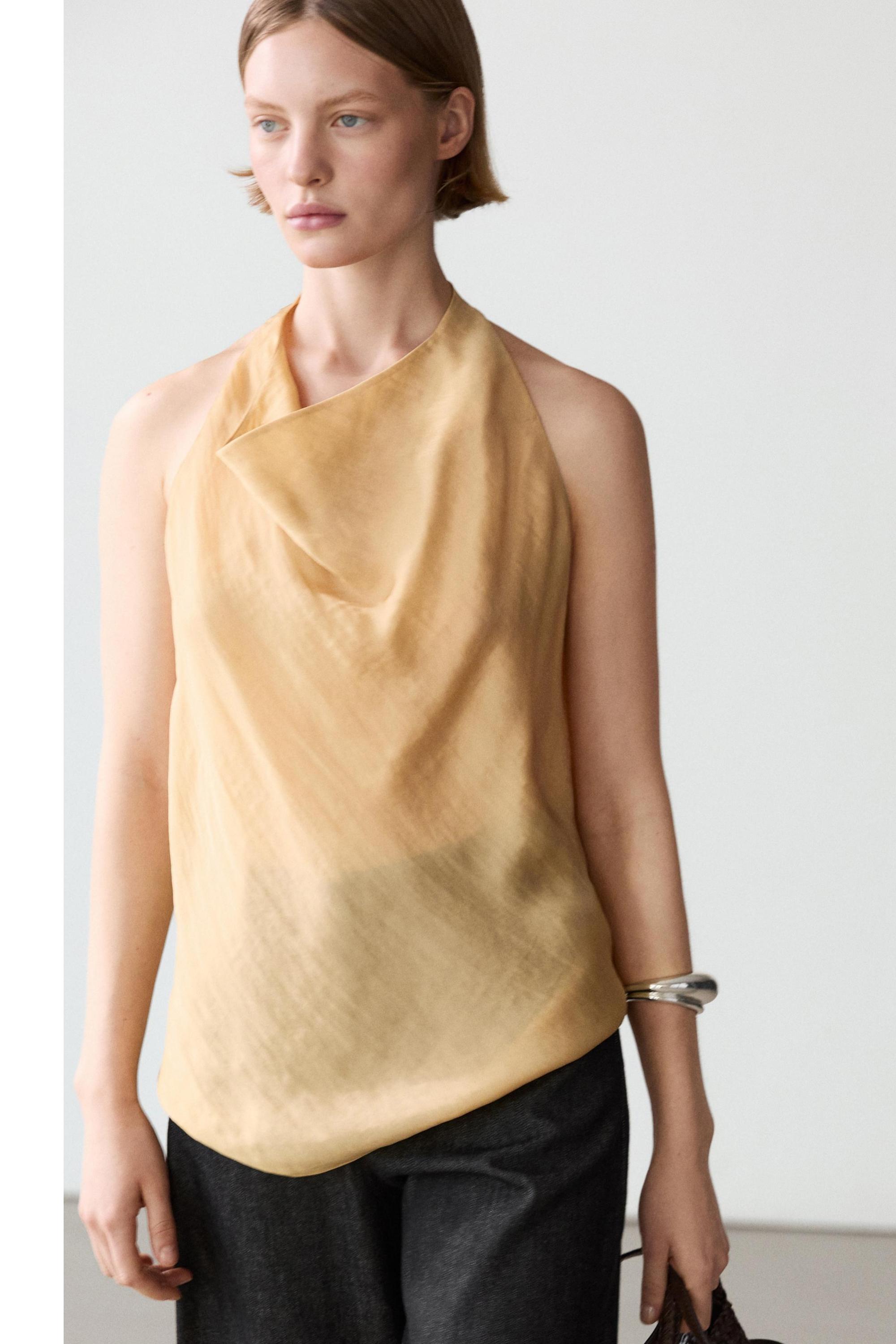 Flowing top with cowl neckline — Vanilla