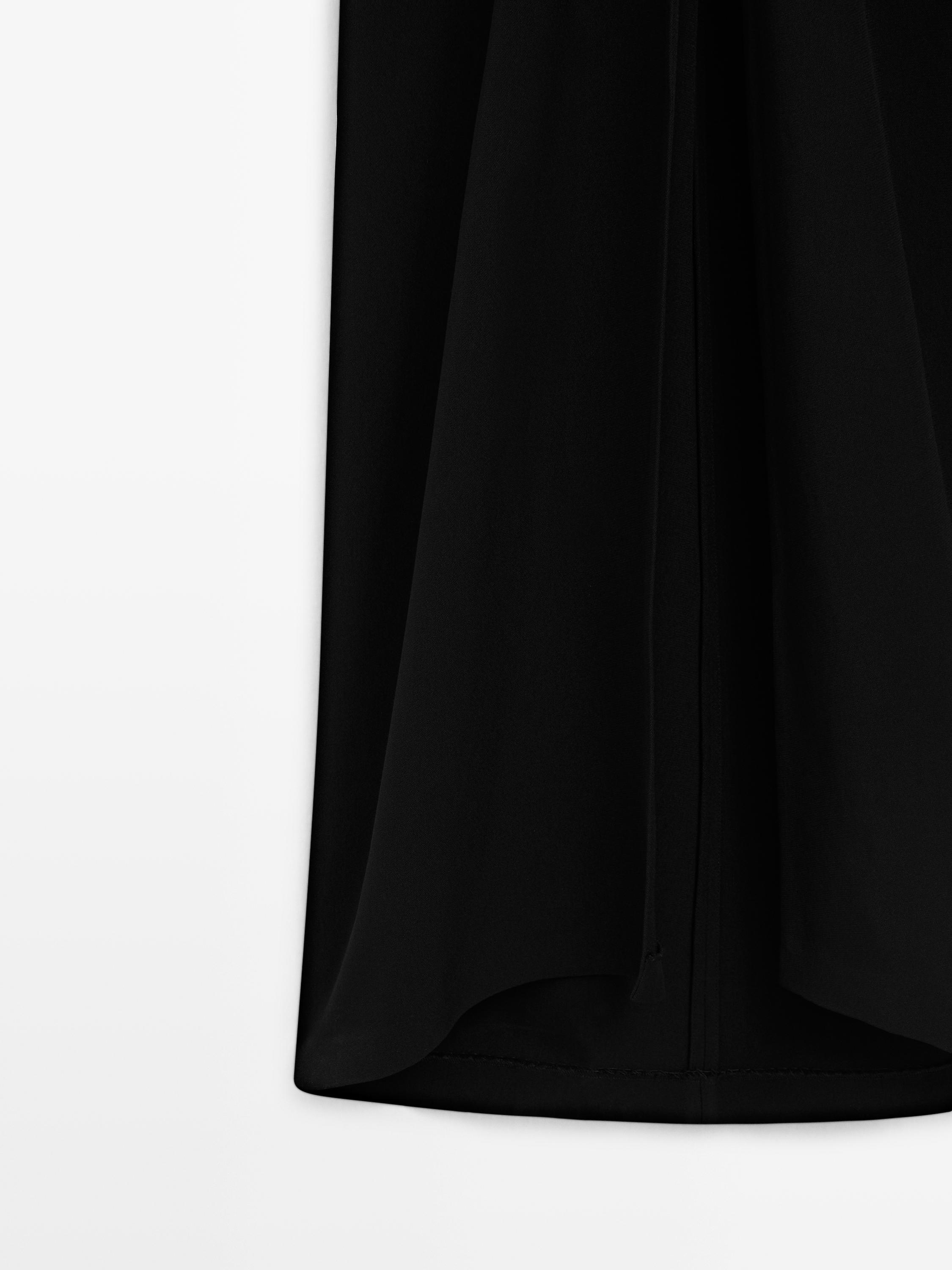 Pleated midi dress — BLACK