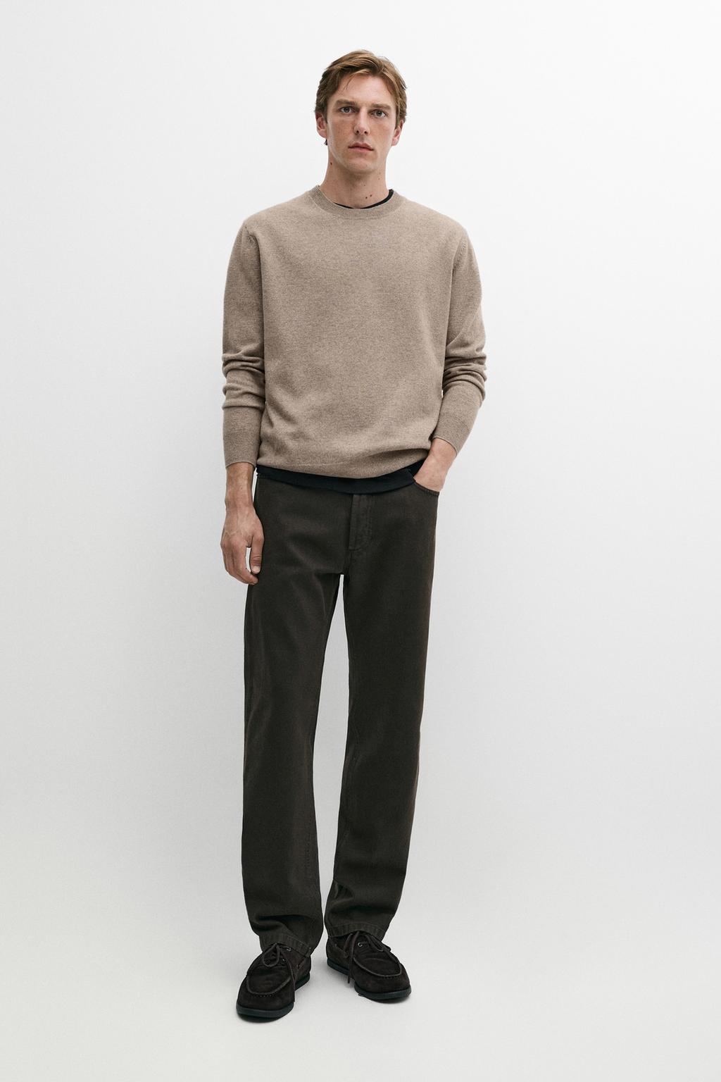 Wool blend round neck knit sweater