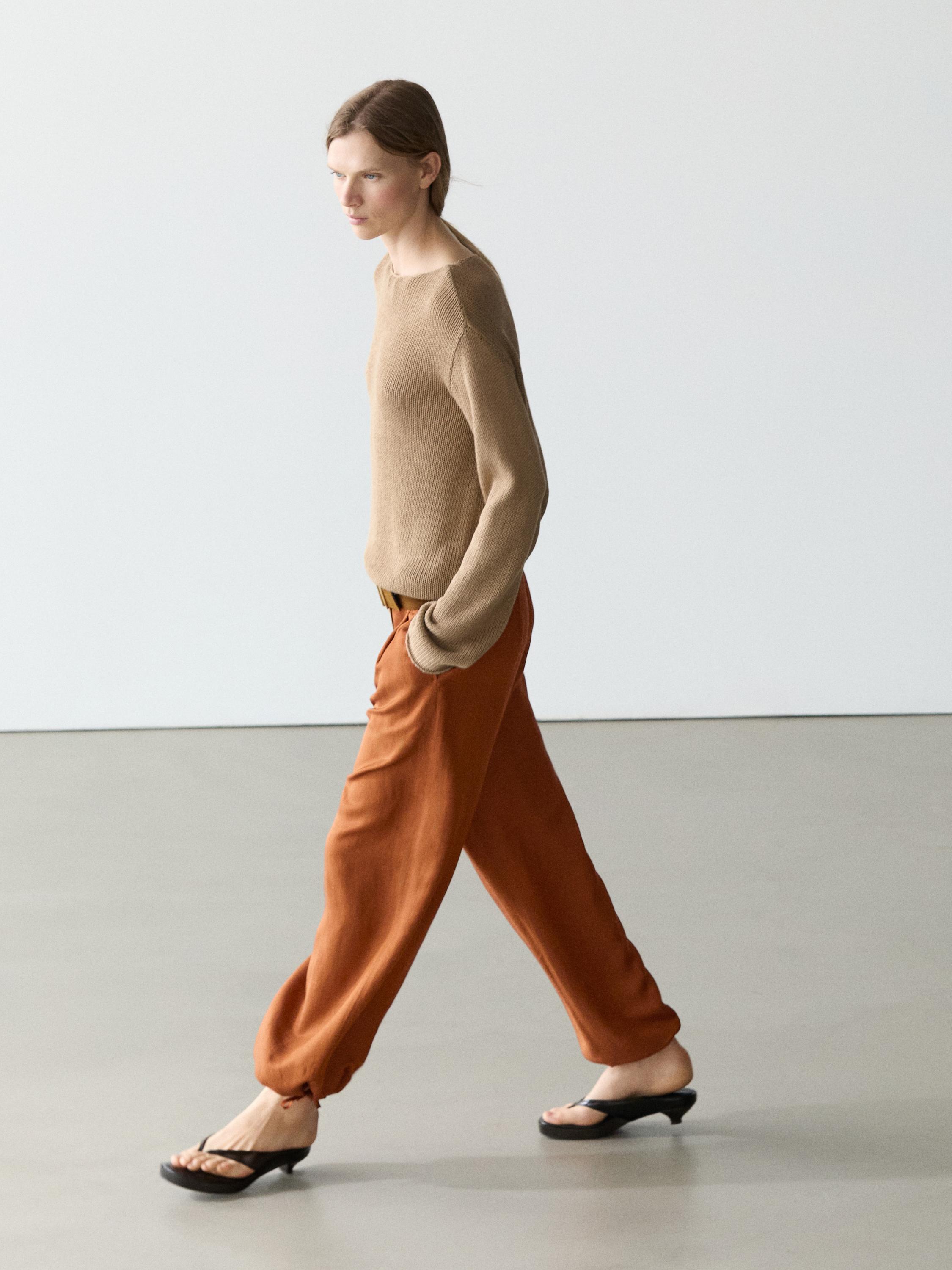 Flowing trousers with tie detail — ORANGE
