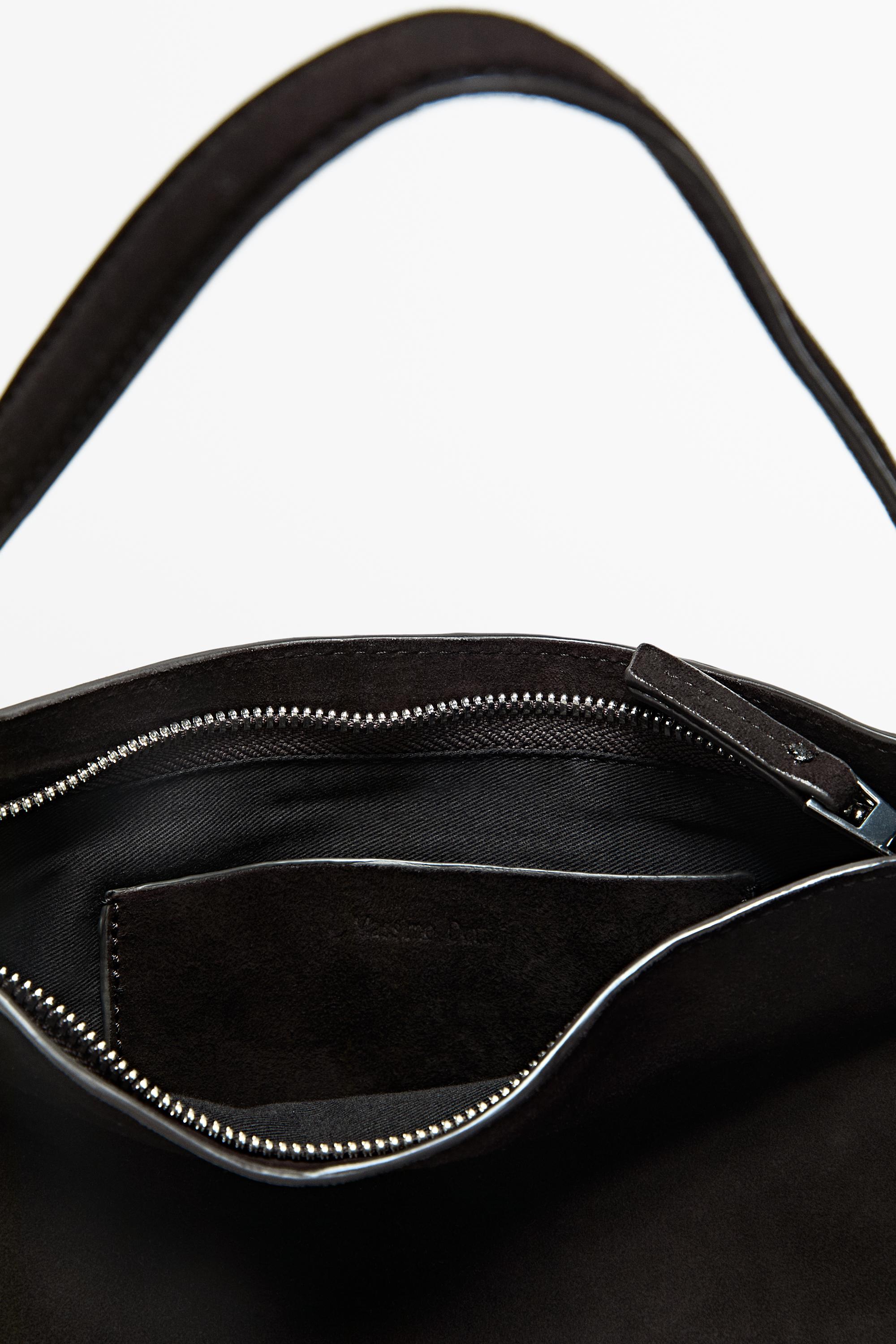 Small split suede leather shoulder bag — Chocolate