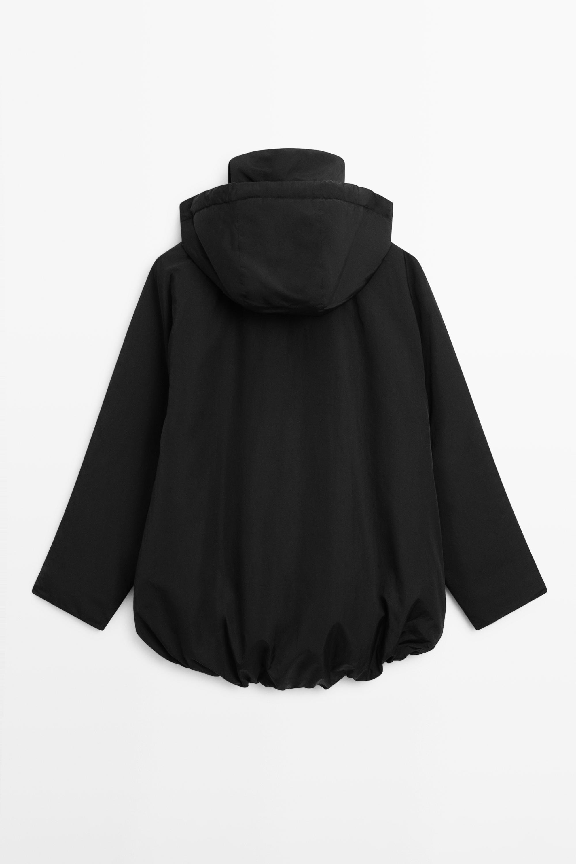 Long technical fabric parka — BLACK