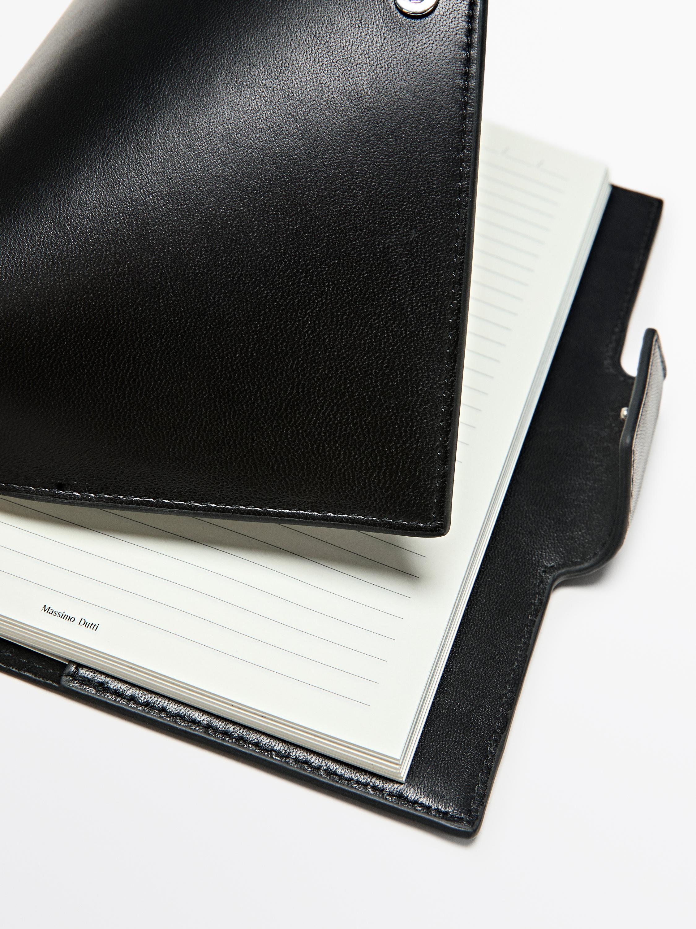 Nappa leather notebook cover — BLACK