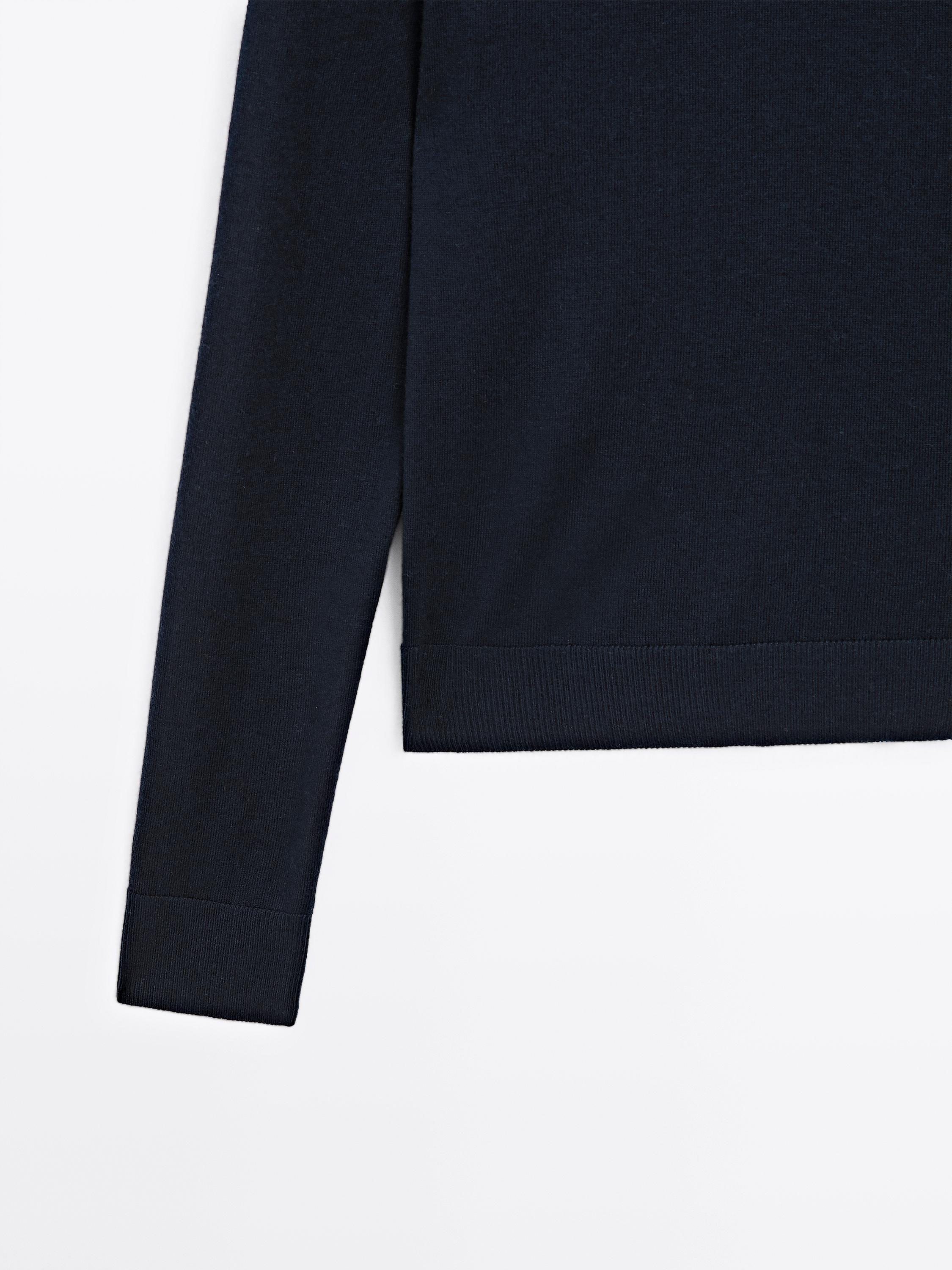 High neck wool blend sweater