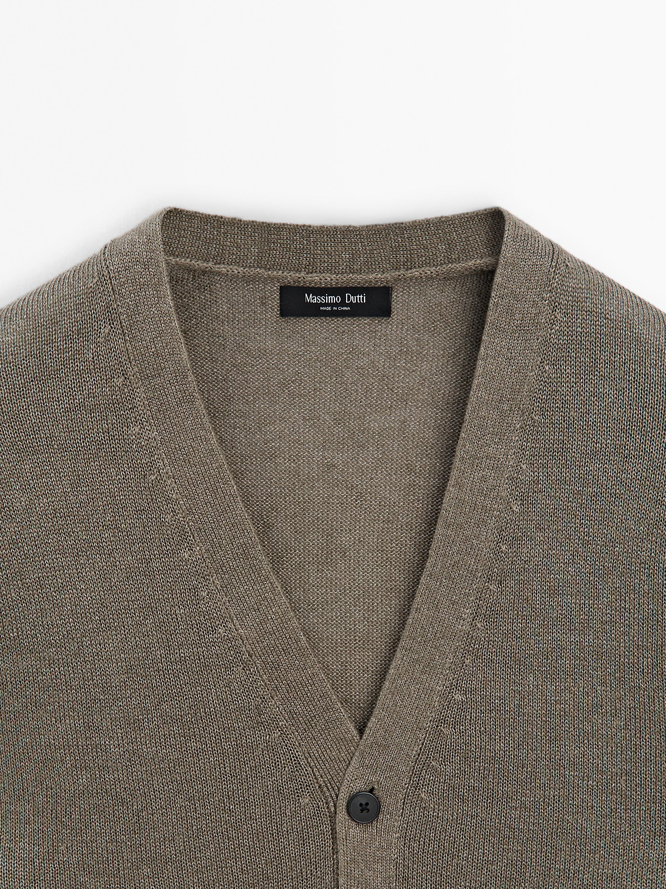 Linen blend knit cardigan