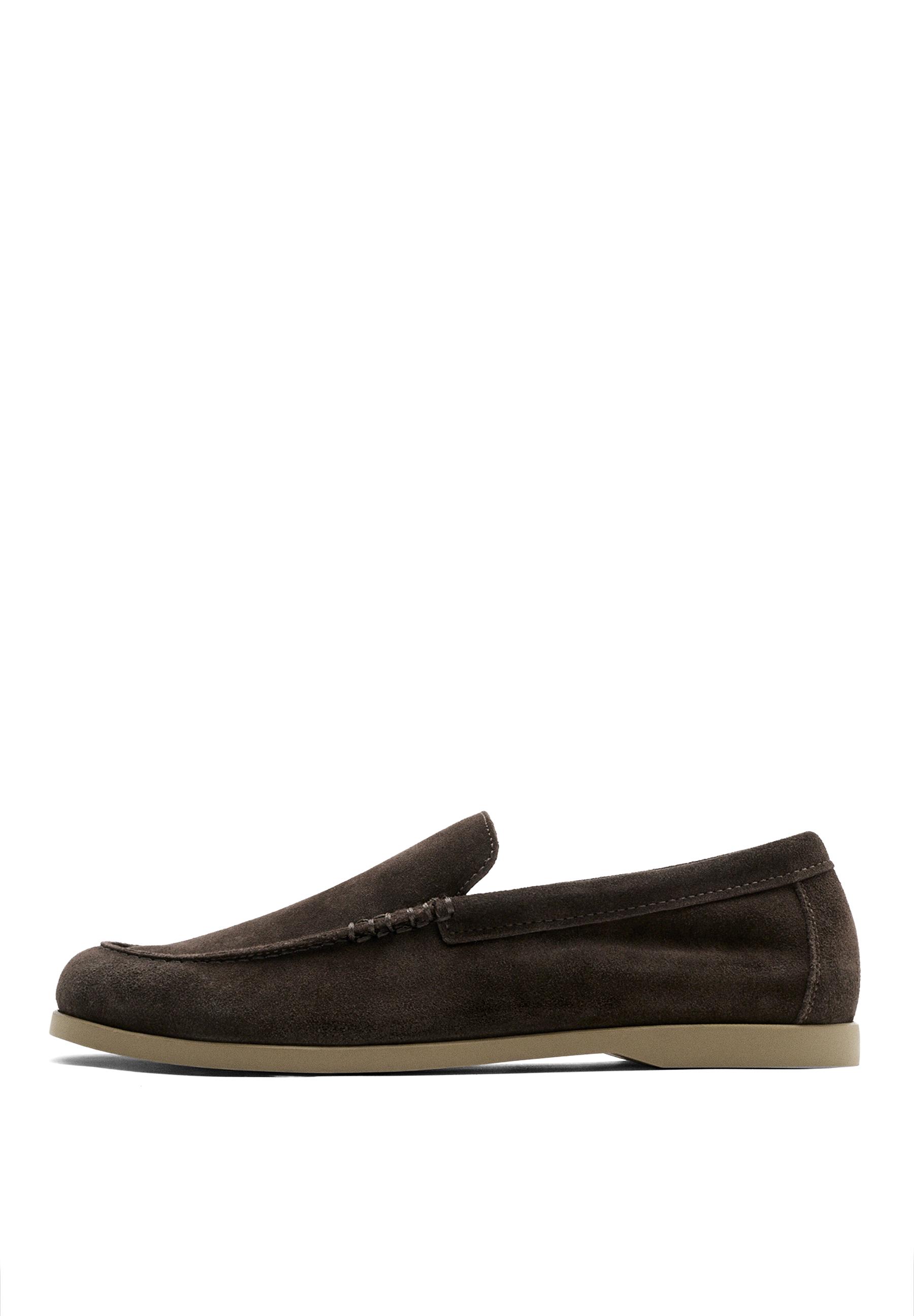 Soft split leather loafers — BROWN