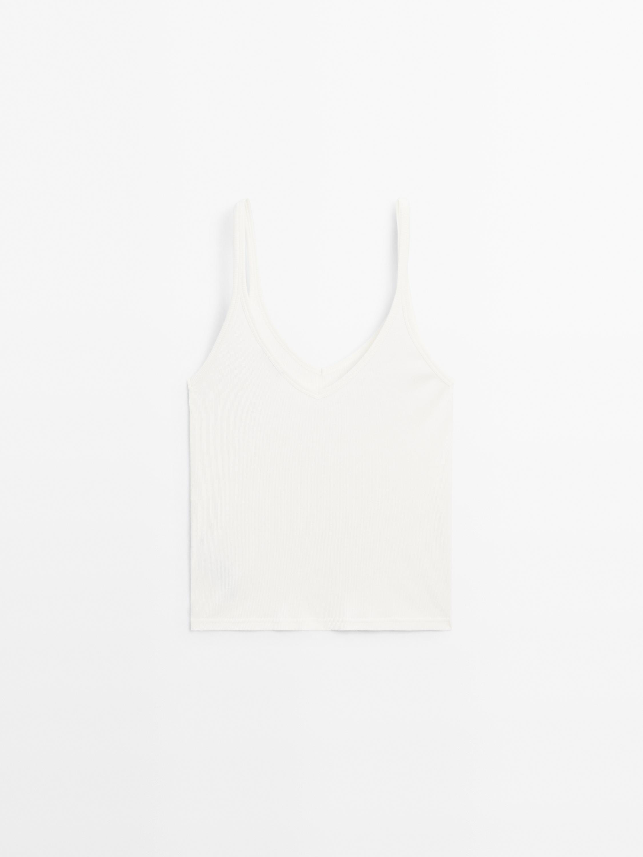 Ribbed V-neck top