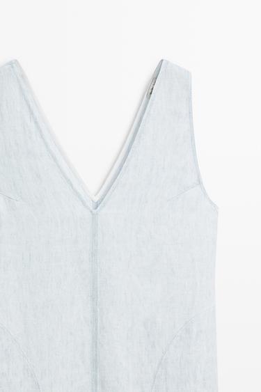 100% Linen Midi Dress - STUDIO — Light Blue 9