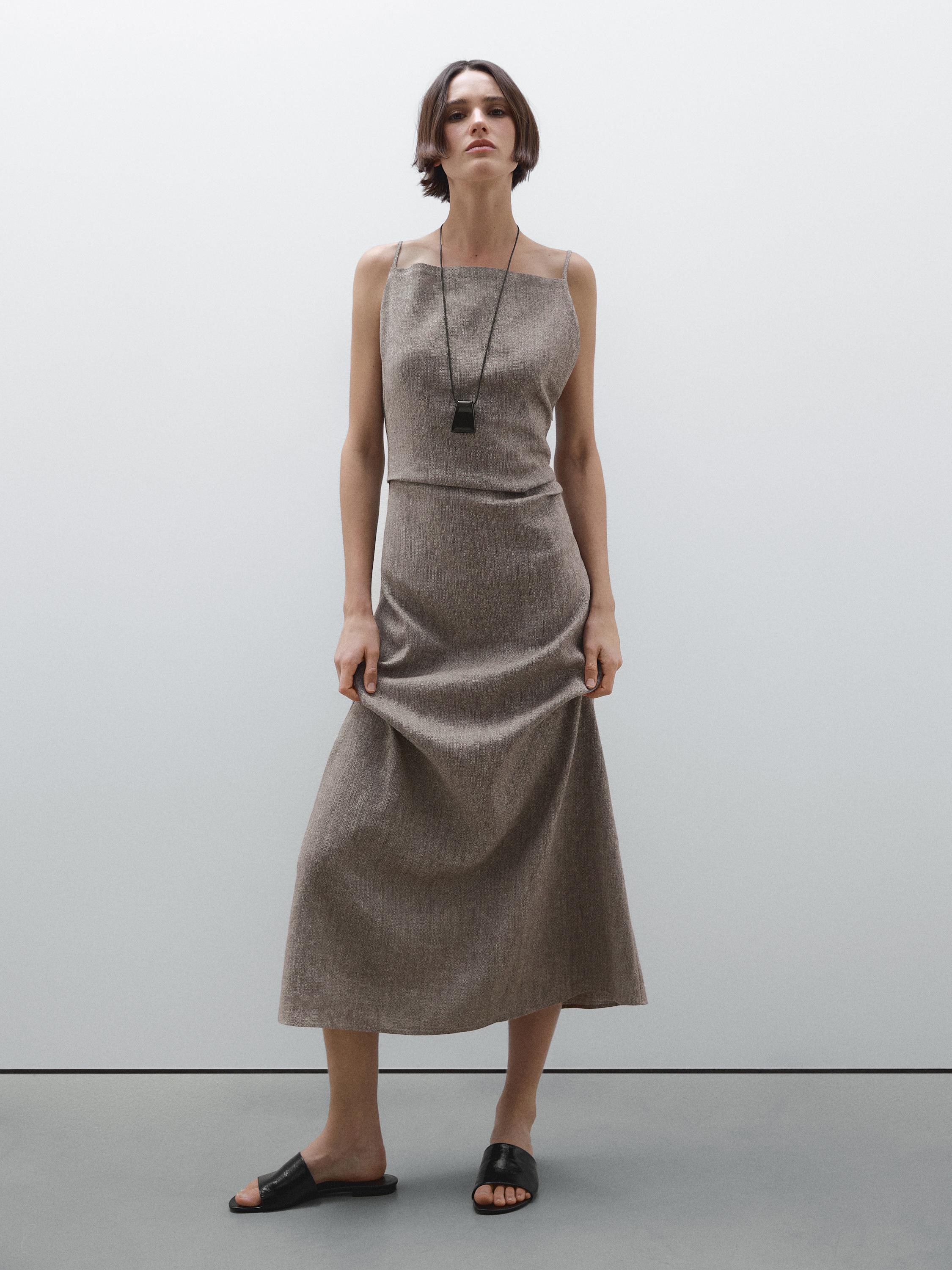 Long flowing linen blend dress