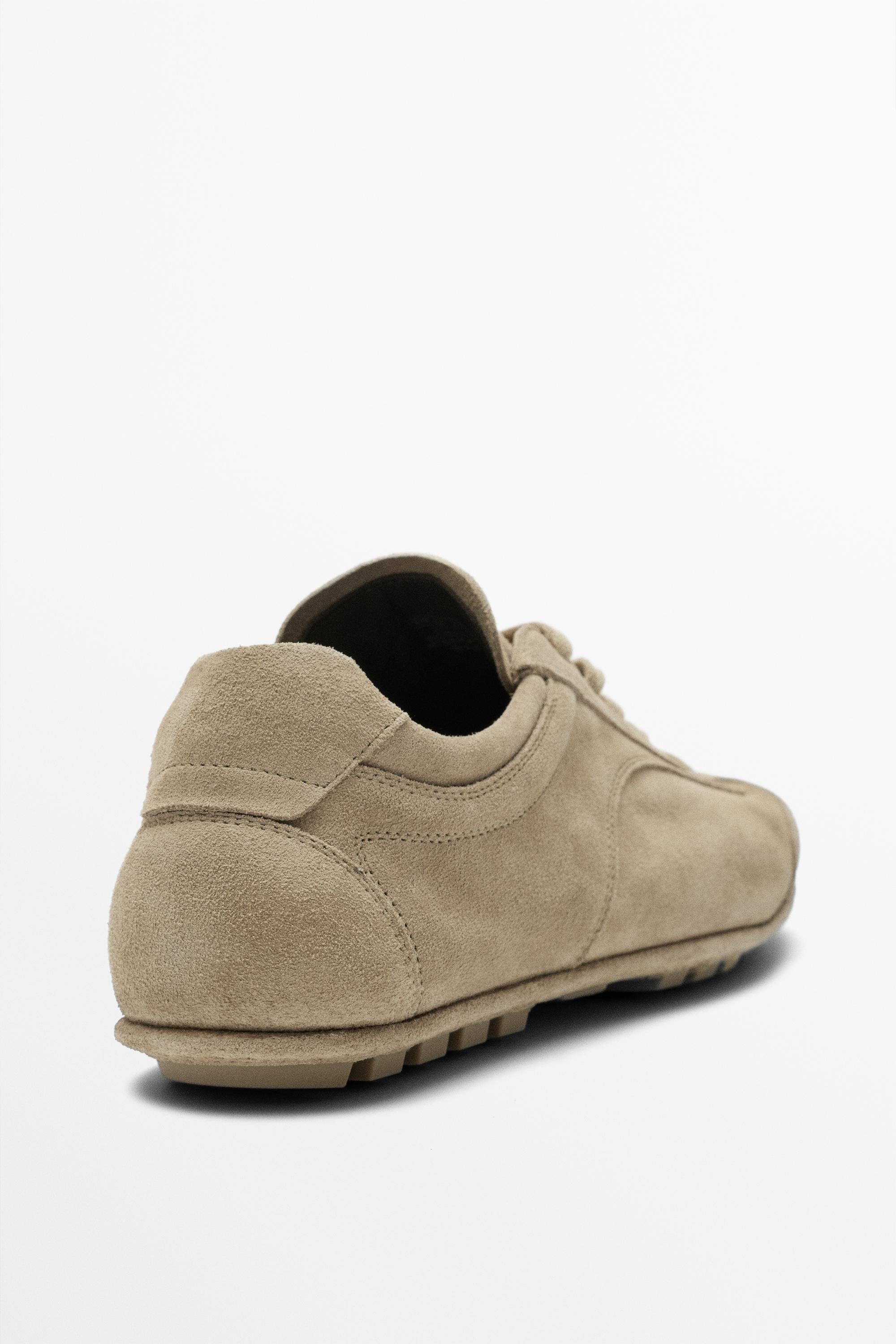 Split suede leather trainers — SAND