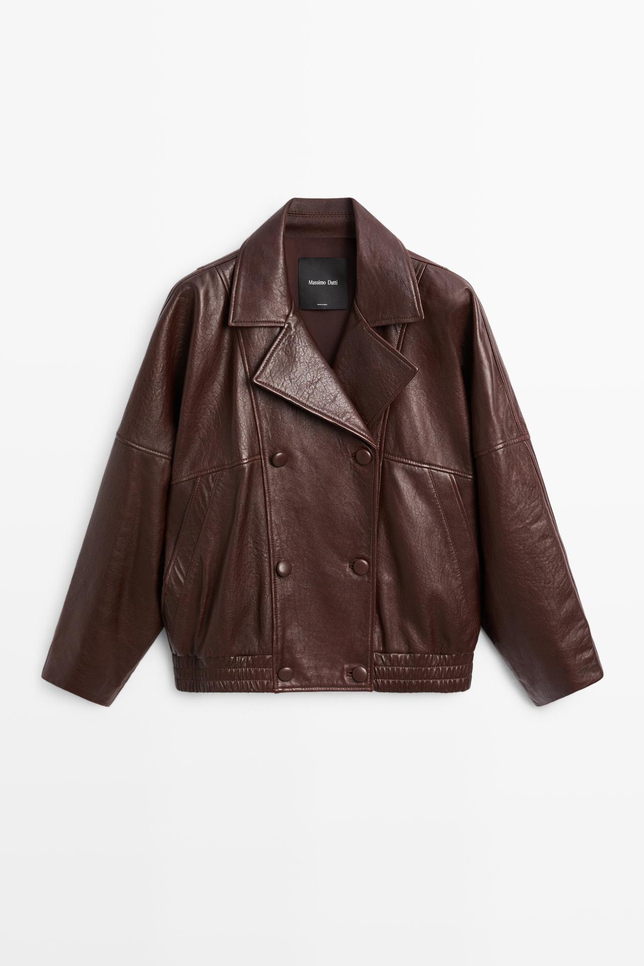 Nappa leather bomber jacket — BROWN