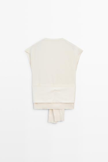 100% cotton knit top with knot detail — Off white 6