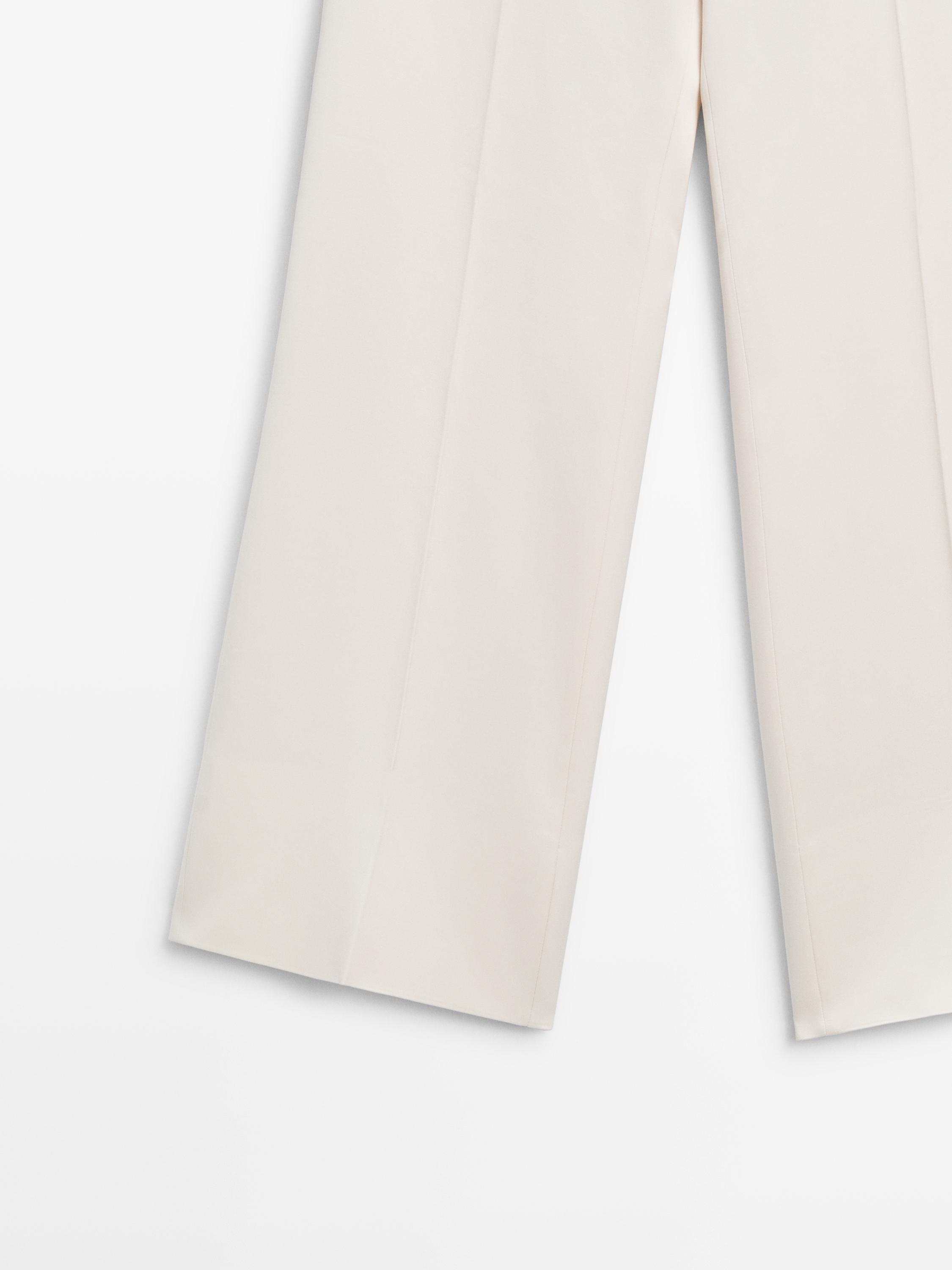Satin wide-leg trousers - STUDIO — Beige