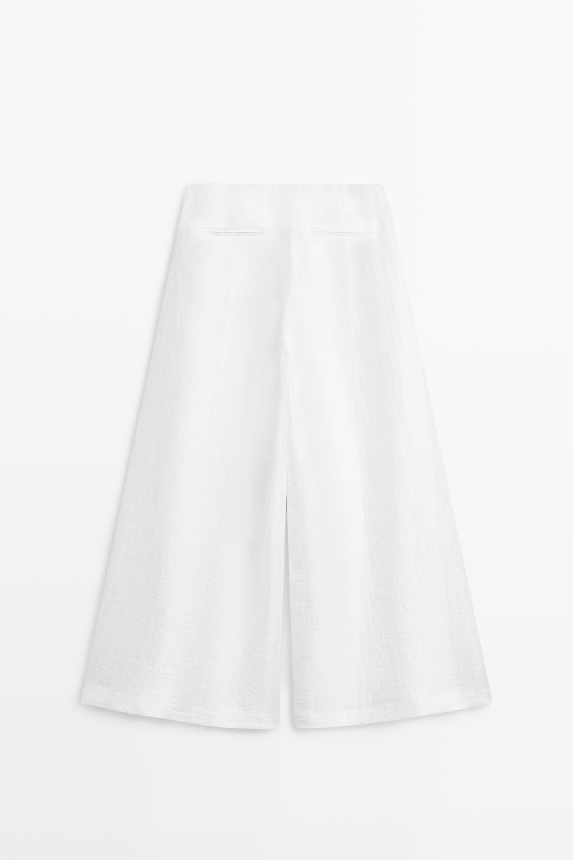 Linen blend palazzo trousers — Off white