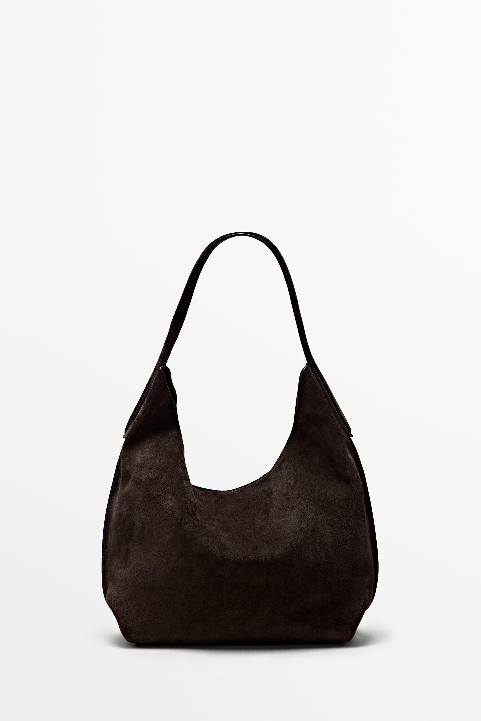 Split suede leather mini bag — Chocolate