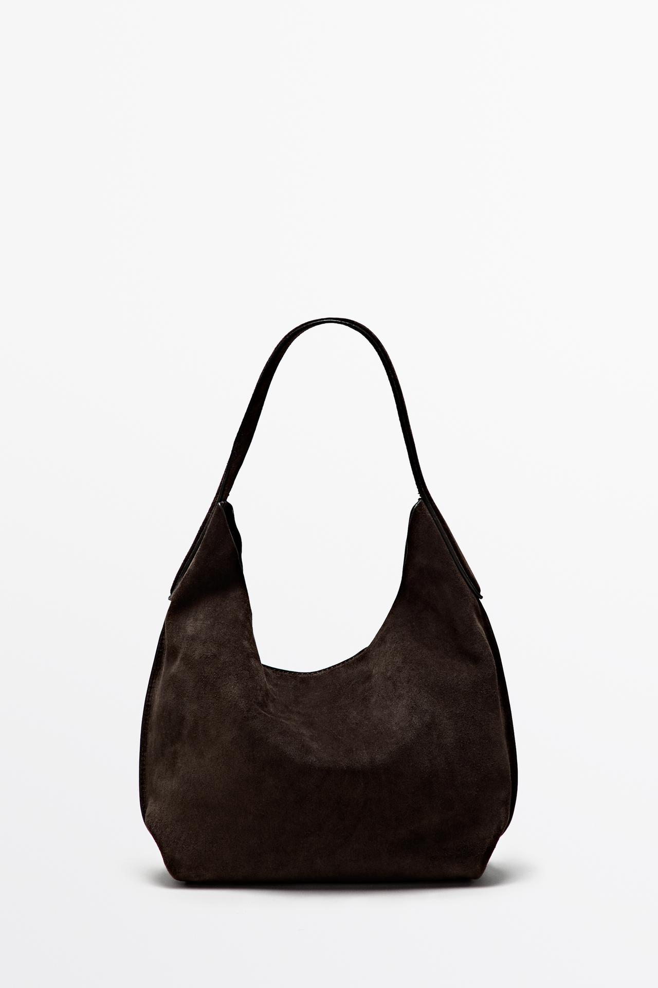 Mini split suede leather bag — Chocolate