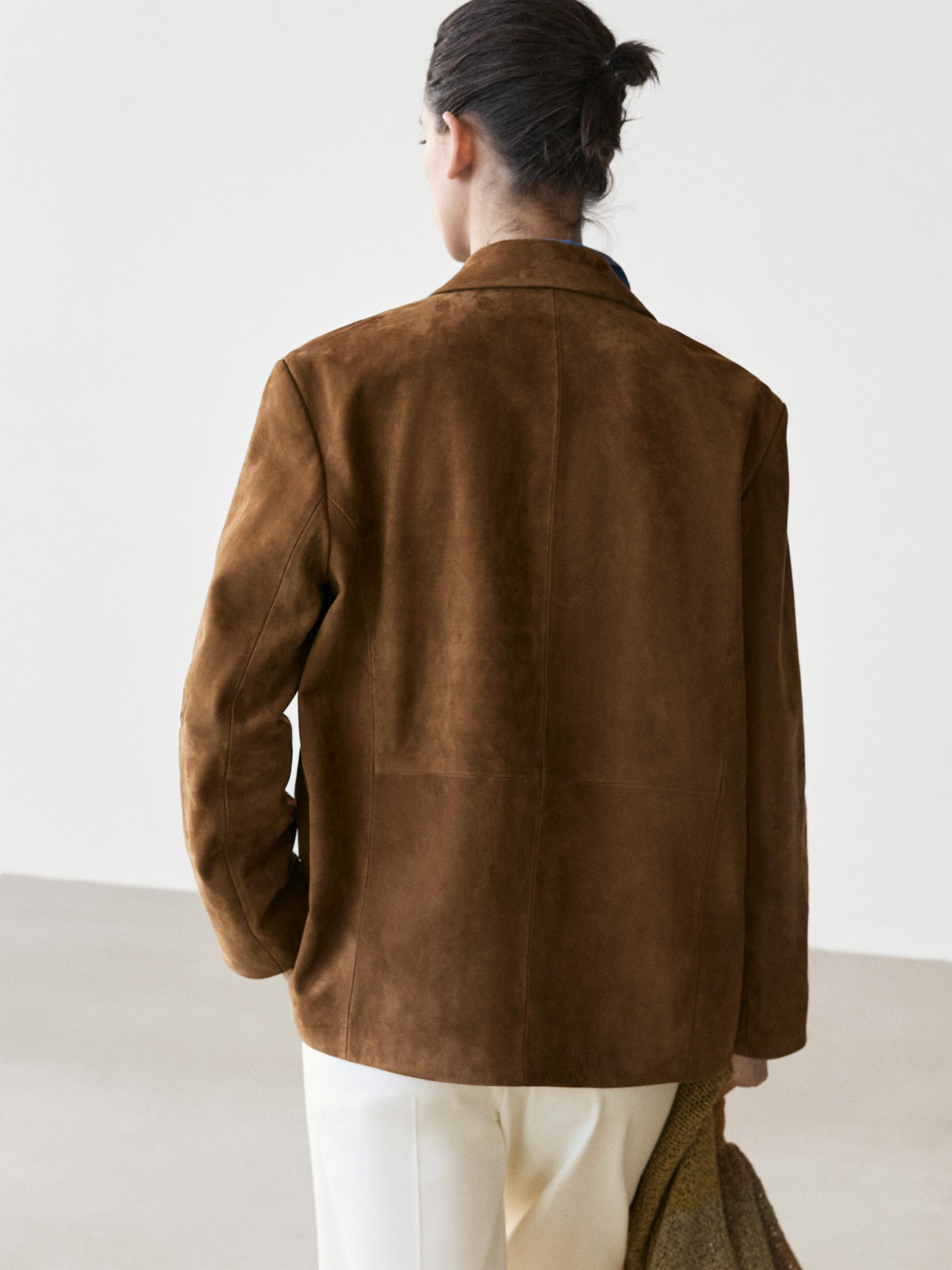 100% Suede lapel blazer — CAMEL