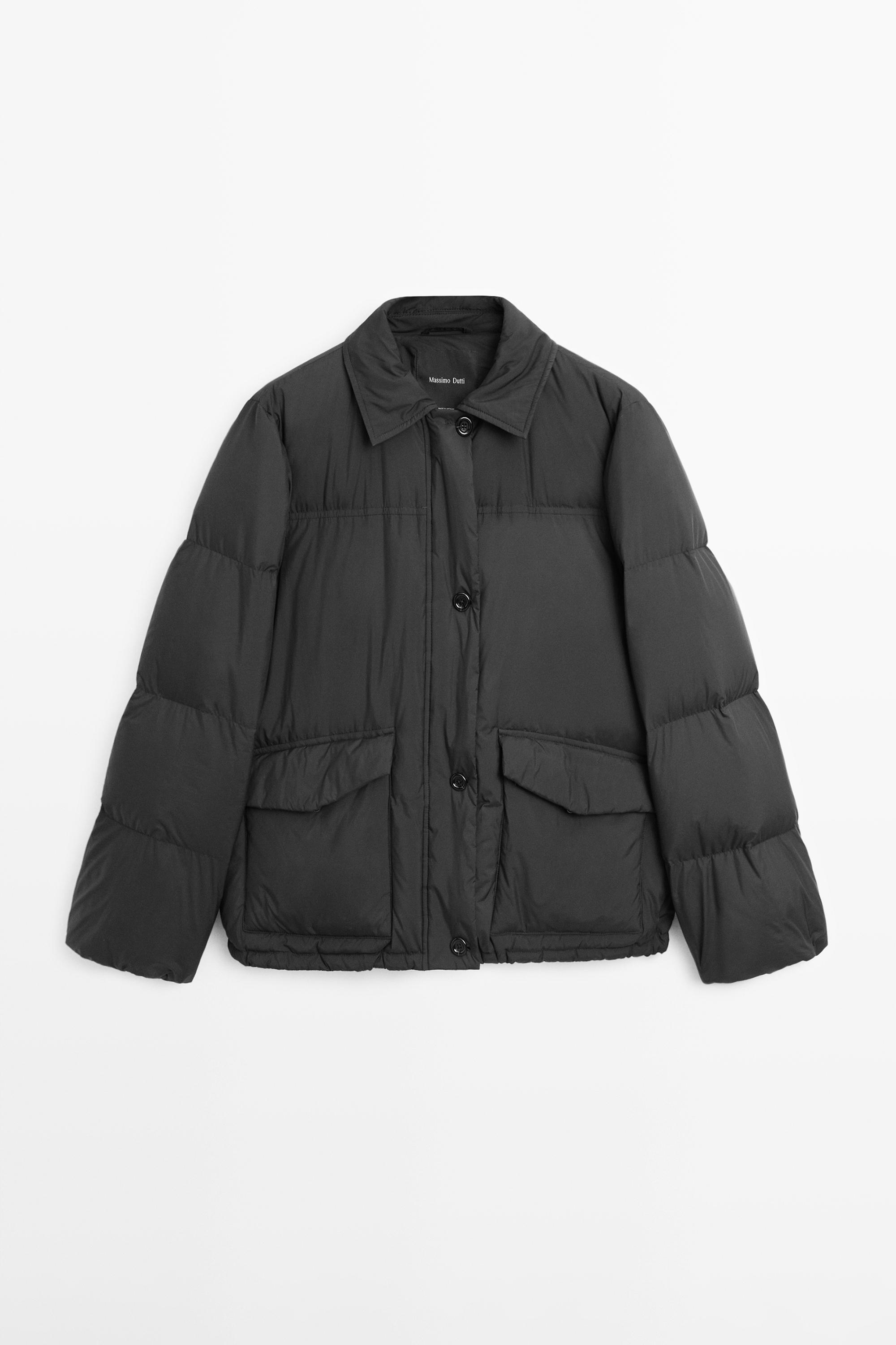 Down feather puffer bomber jacket