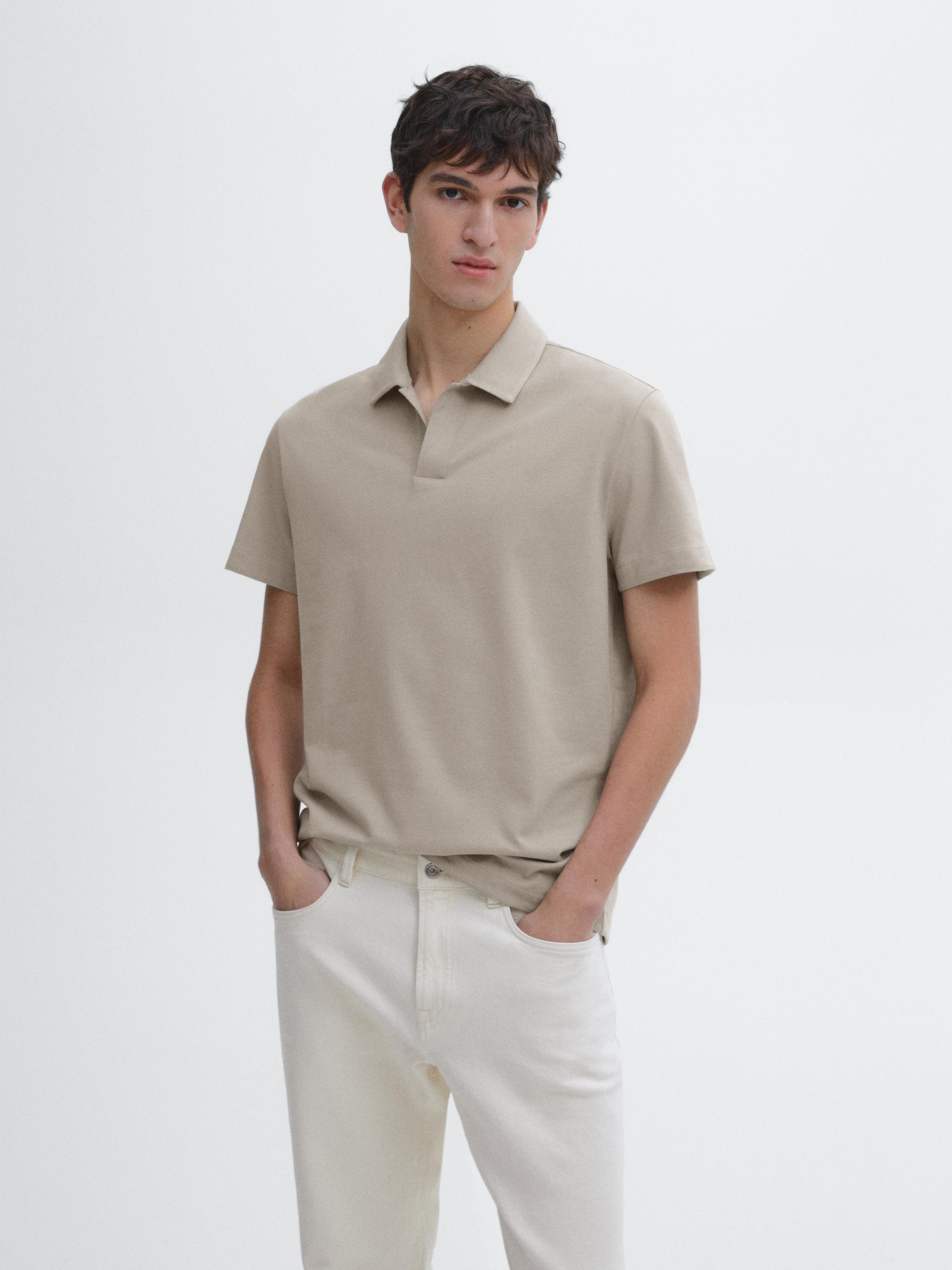 Short sleeve cotton knit polo shirt