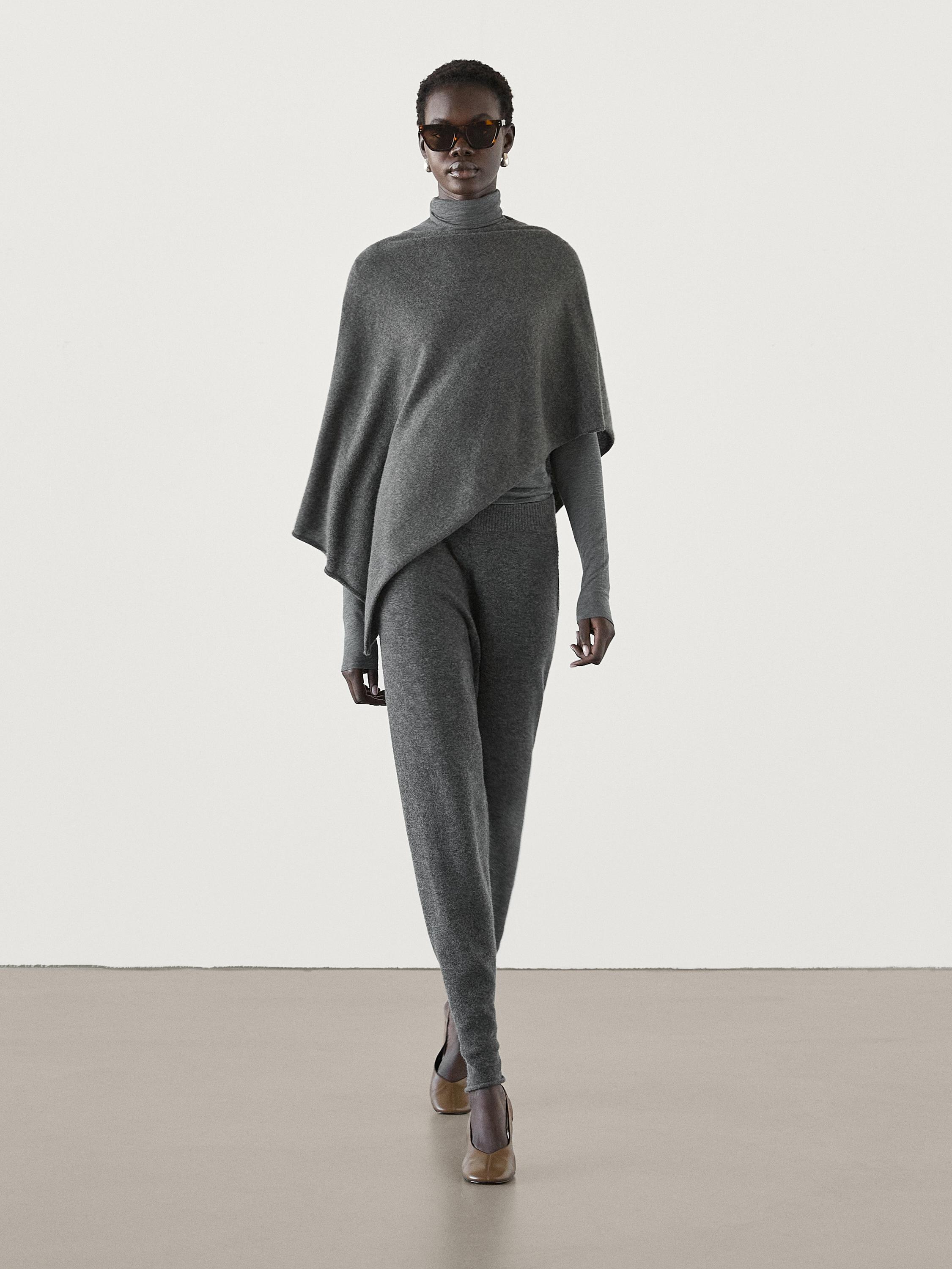 Asymmetric cashmere cape · Grey, Brown, Sand · Scarves | Massimo Dutti