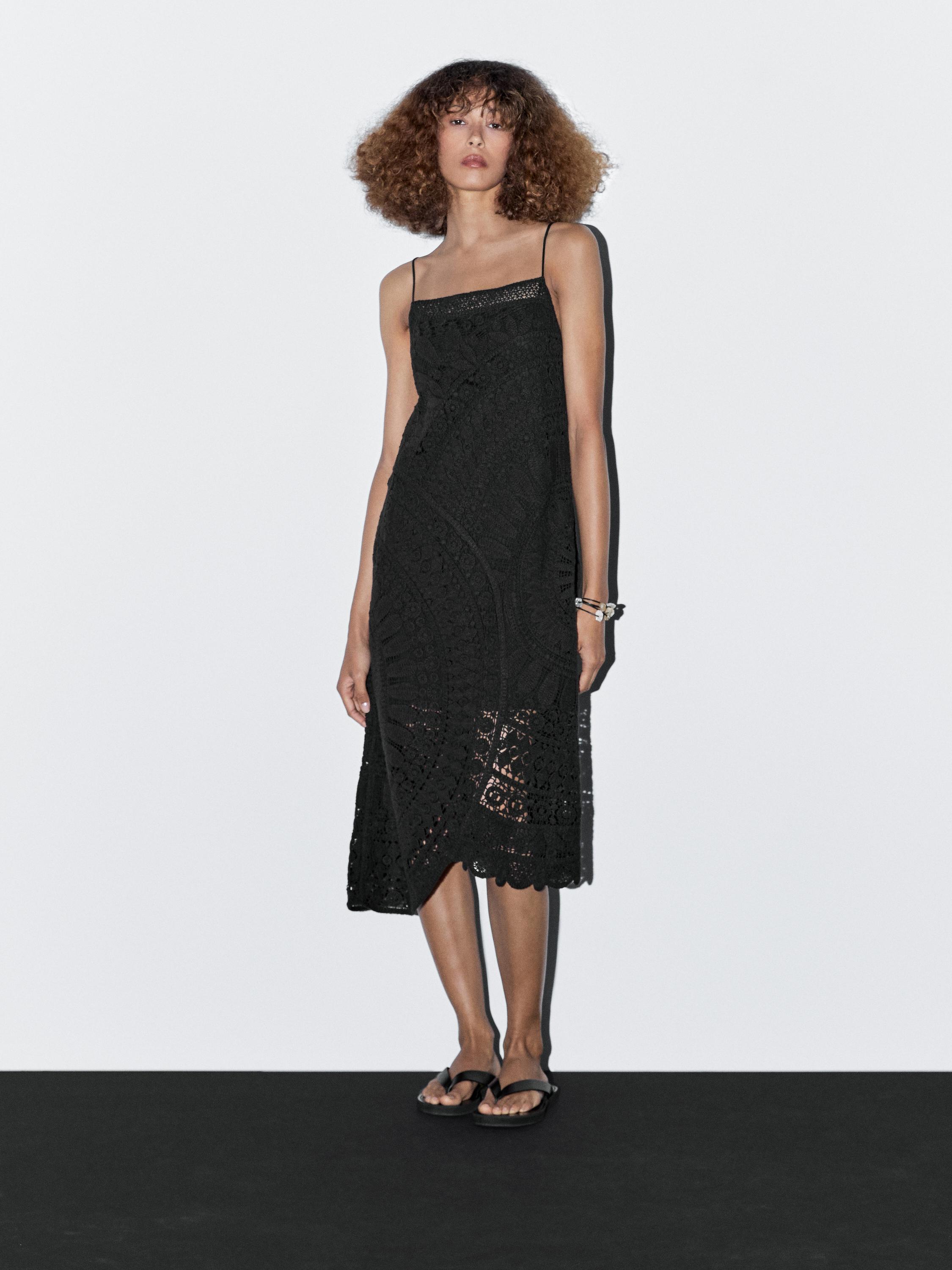 Háčkované midi šaty zo 100 % bavlny