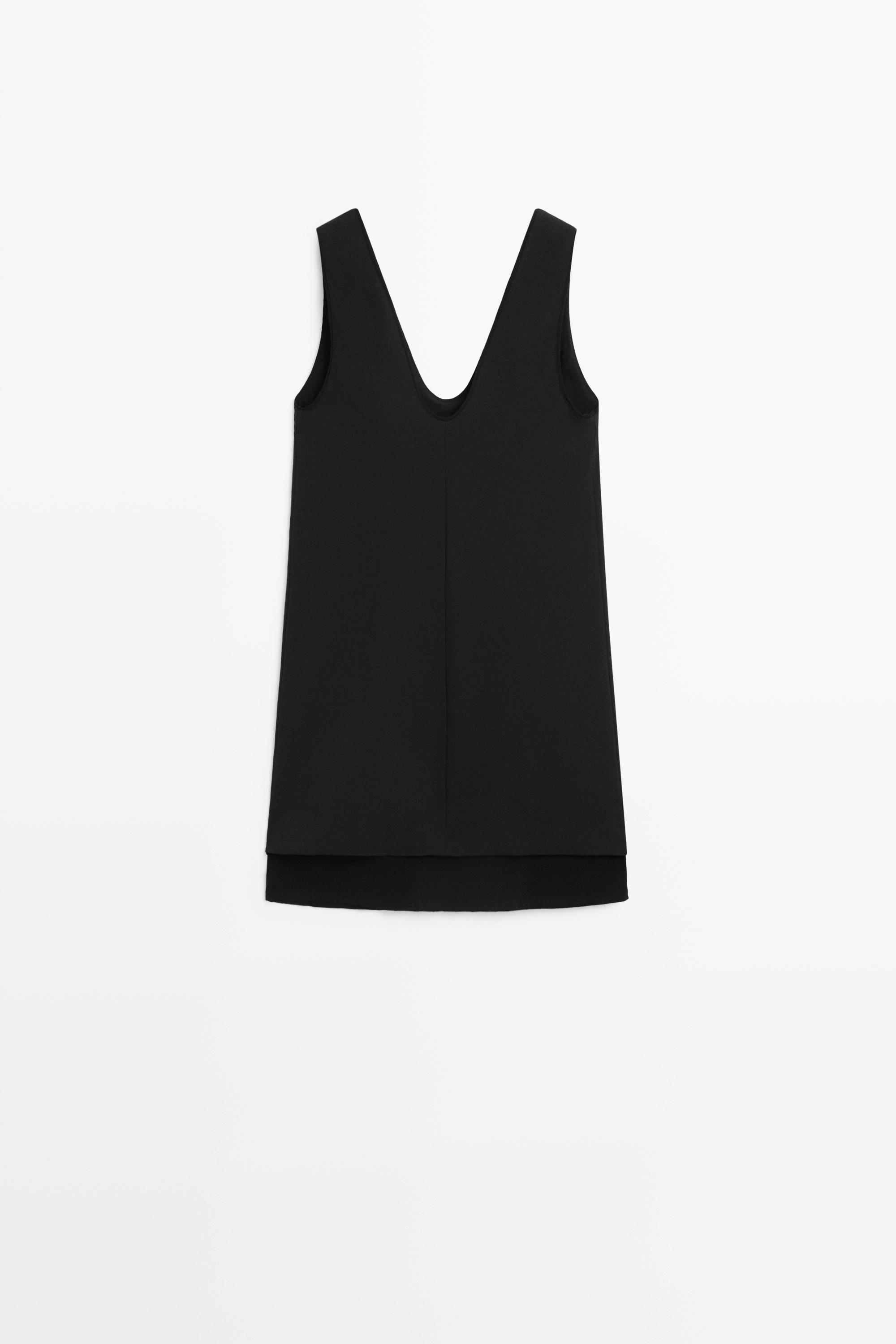 Double-fabric mini dress — BLACK
