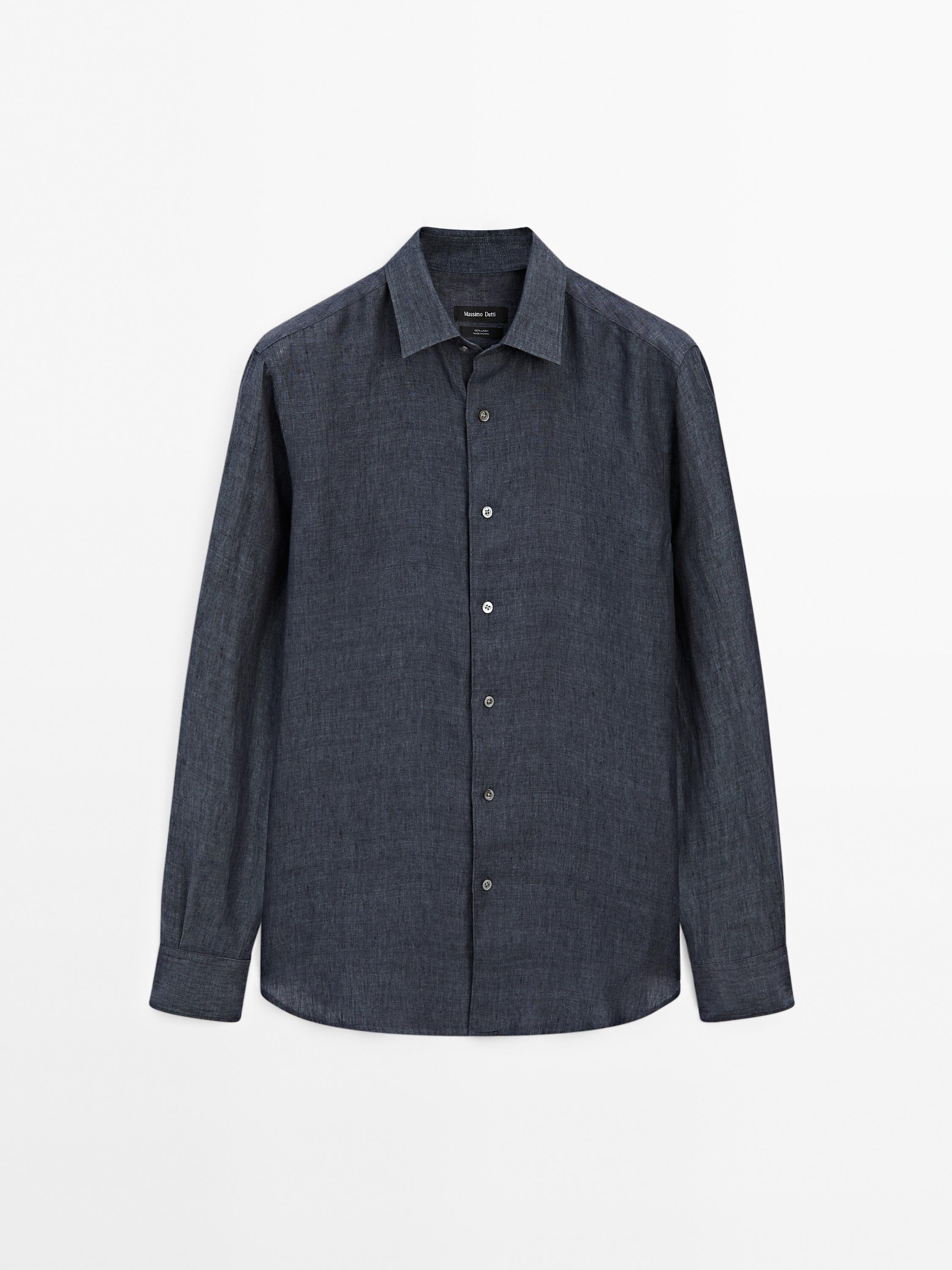 Slim fit faded 100% linen shirt